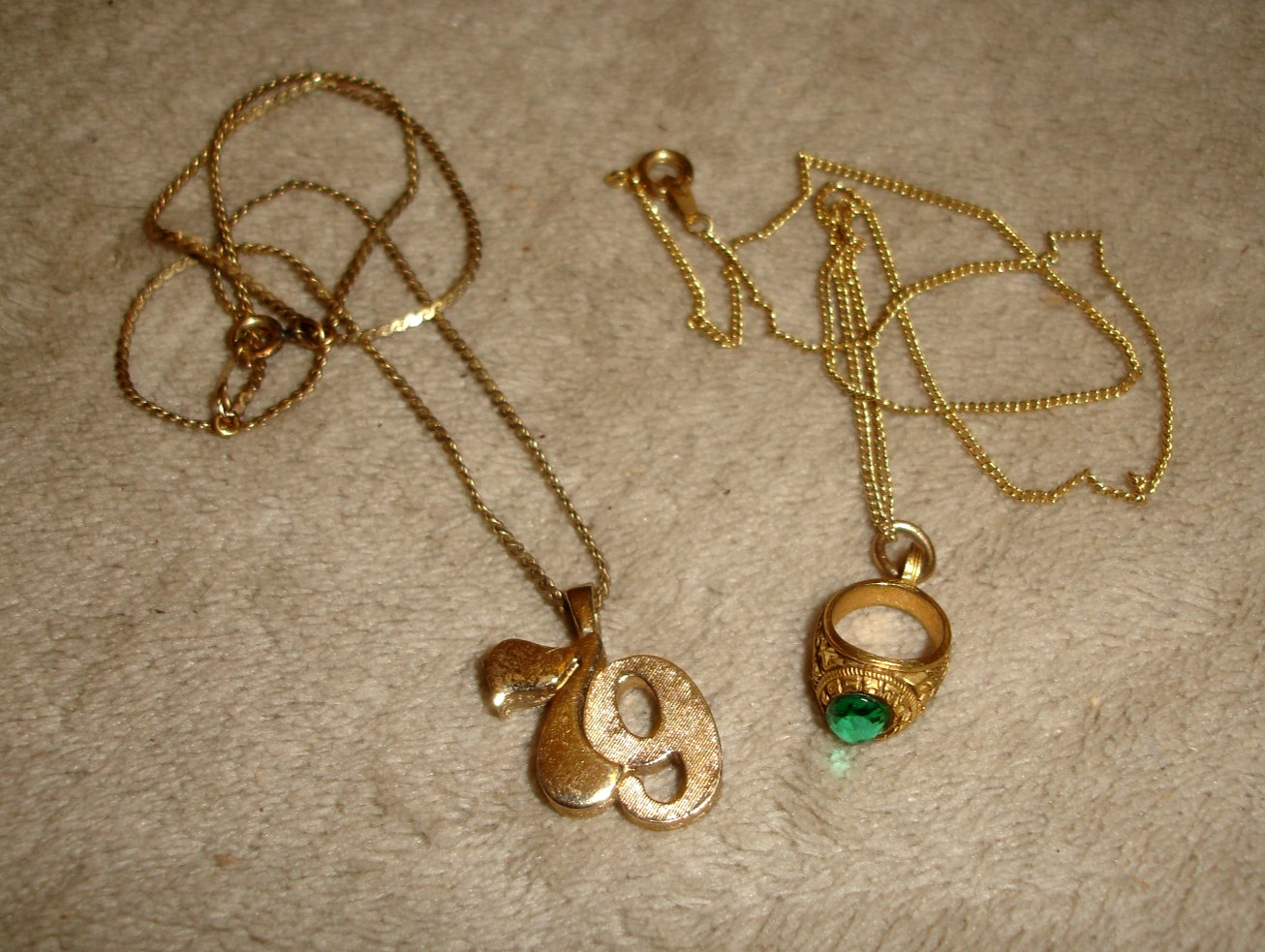 Vintage Avon 79 Charm Pendant and Unbranded 1979 Mini Senior Class Ring Pendant