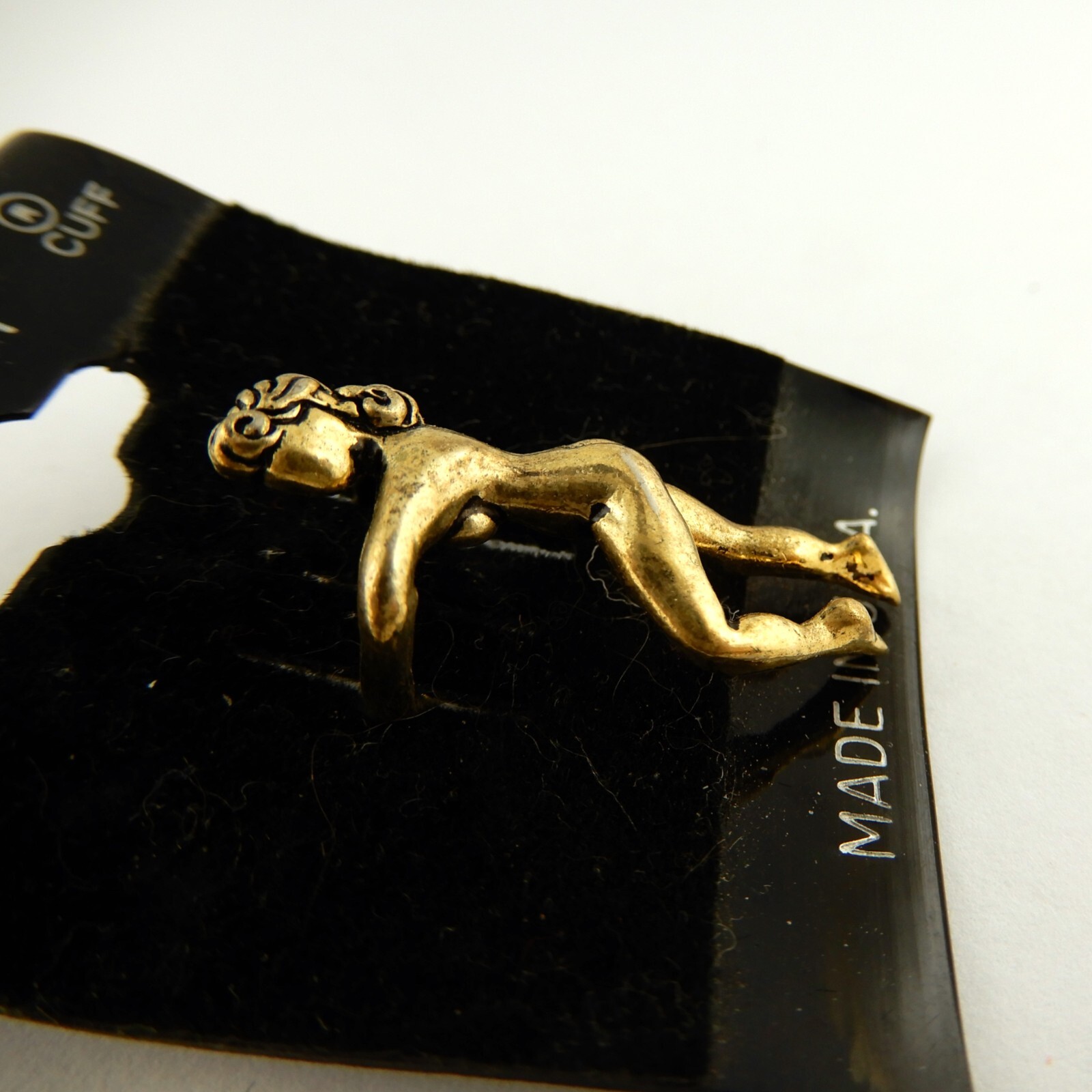 Vintage Pewter or Gold Nude Lady 3D Earhugger earring, ear cuff