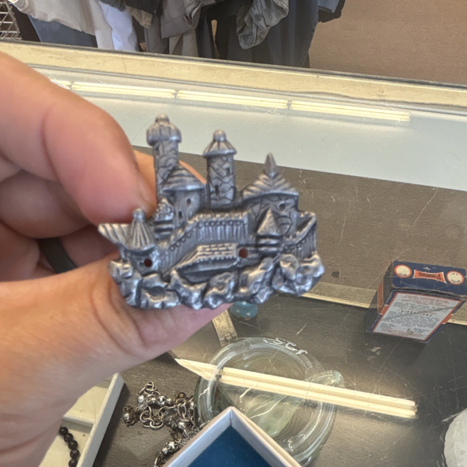Silver Castle-Shaped Metal Brooch Architecture Theme Unisex Fashion