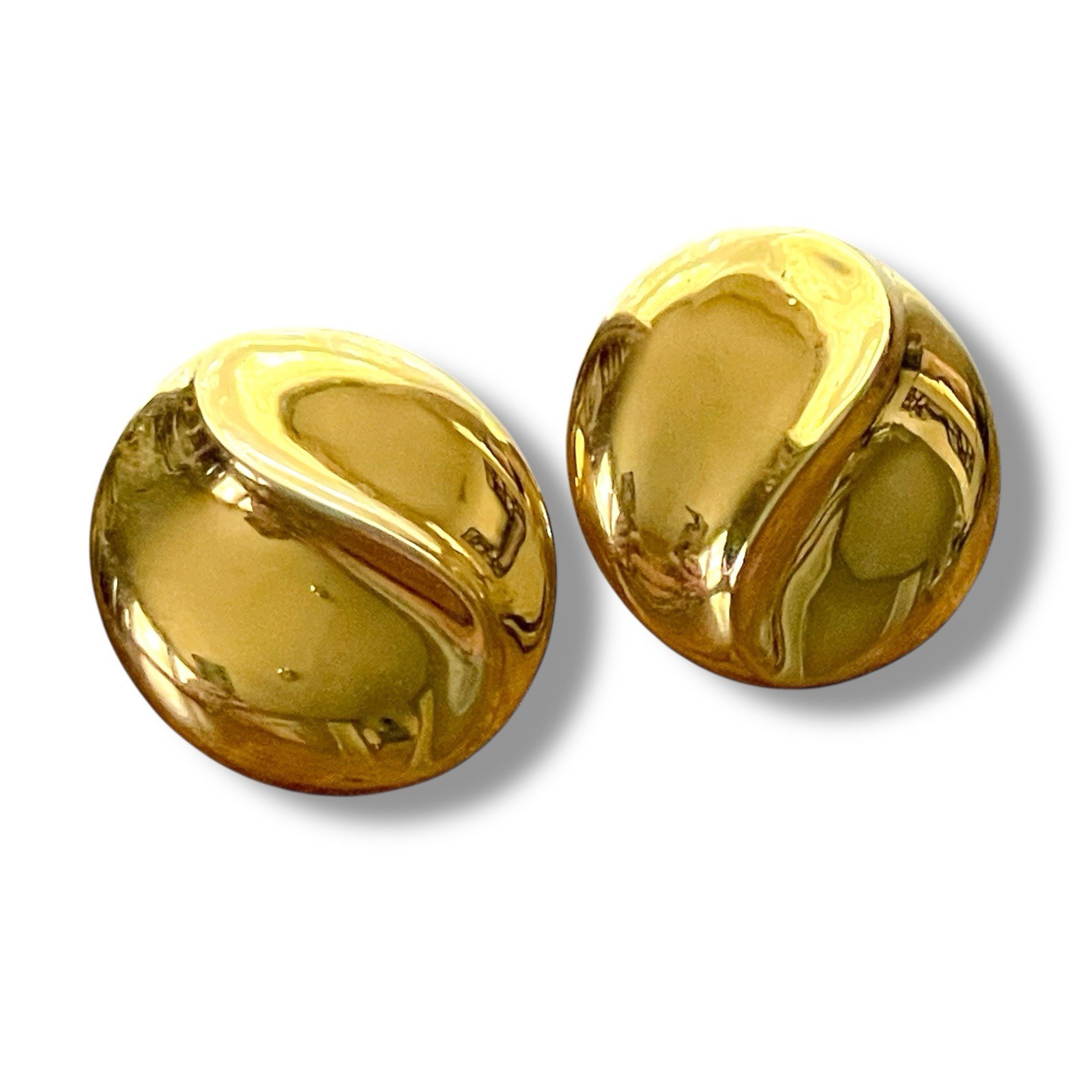 Vintage 1980s Trifari Earrings Gold Tone Swirl Button Post Back Signed Old Money