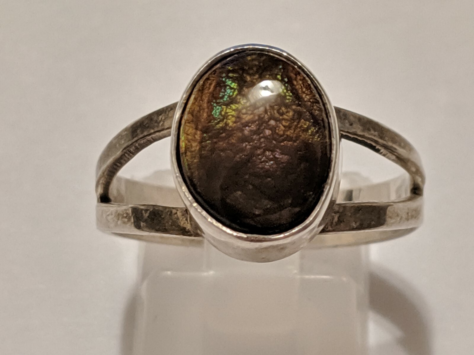 VINTAGE FIRE AGATE RING STERLING SILVER 925 ABOUT SIZE 9 1/4
