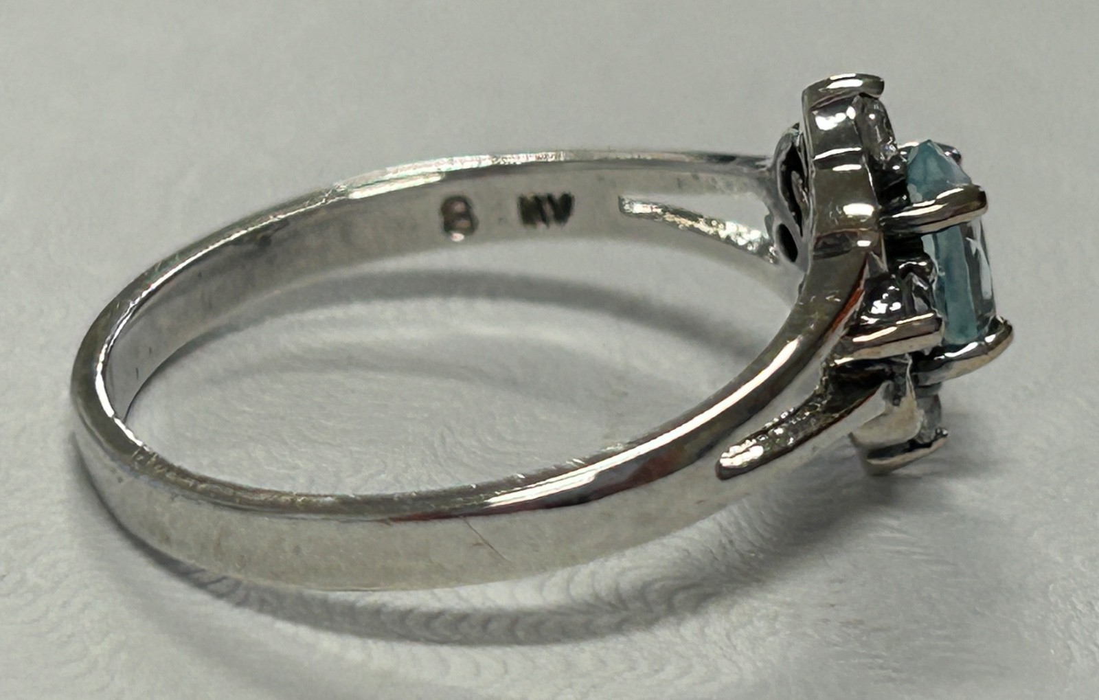 Vintage AVON Sterling Silver 925 Ring with Blue & White/Colorless Stones Size 8