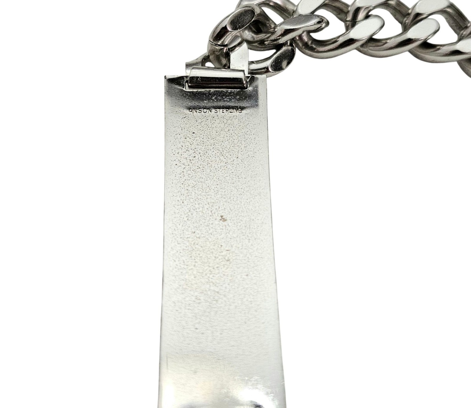 Sterling Silver Anson Cuban Chain Bracelet Sister Clasp, 8 Inches Signed