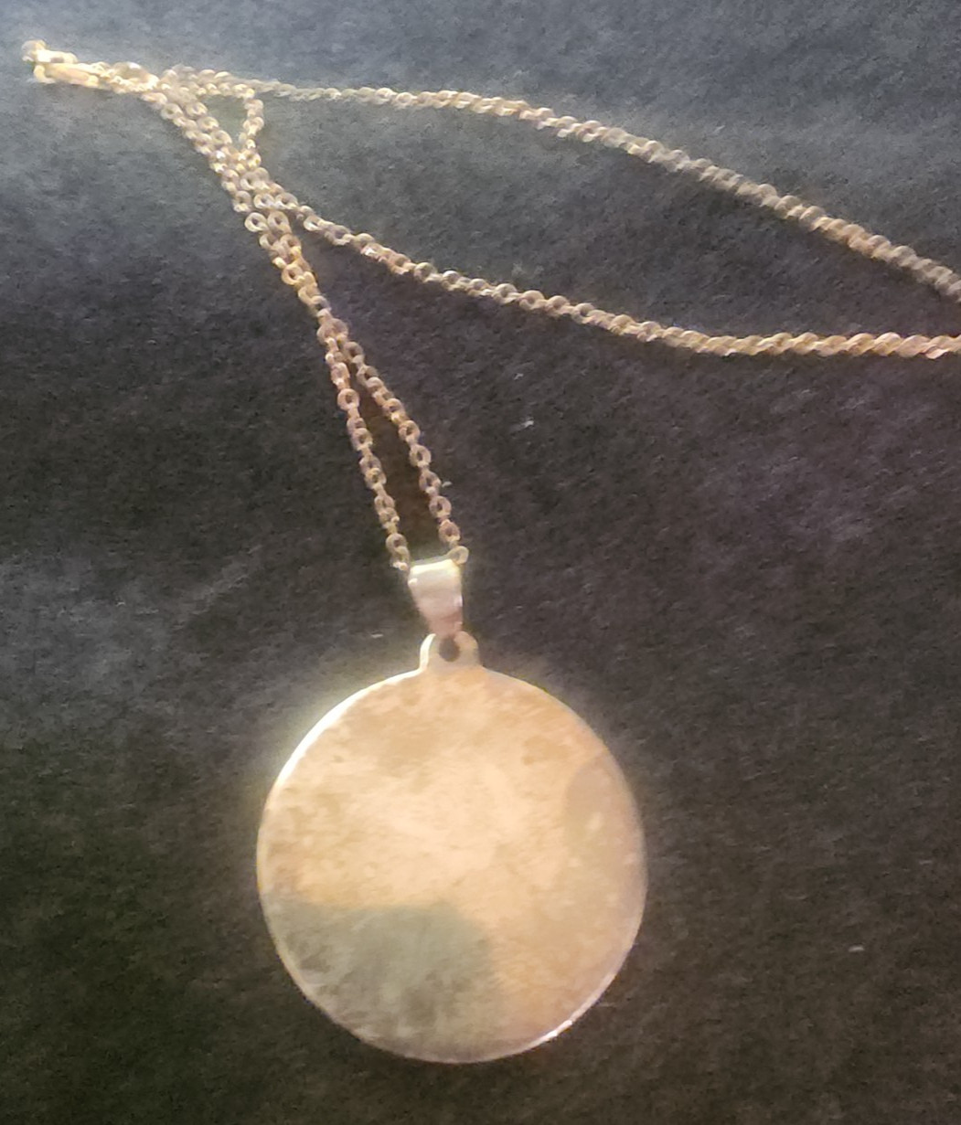 Vintage The Medallion of Hope Wealth Love Health Sterling Gold Wash Necklace