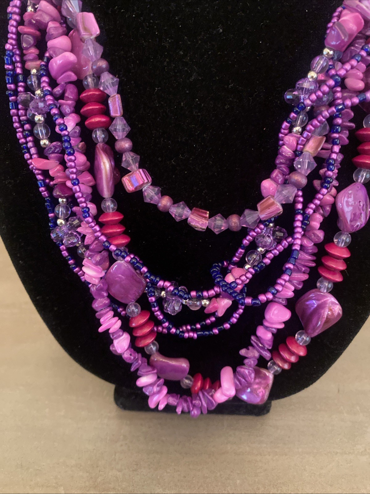 Necklace Purple Chunky Beaded Statement Boho Chic Artisan Y2K Glam Earthy Summer