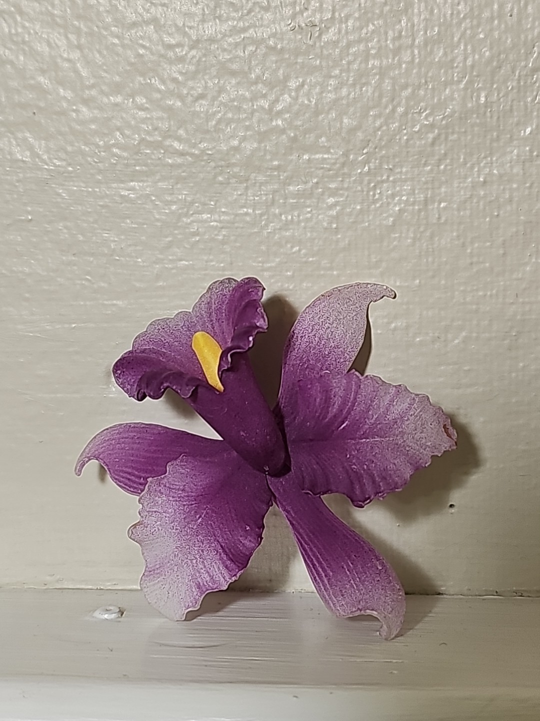 Vintage Celluloid Purple Orchid Handmade Floral Pin Brooch 2.5 Inch