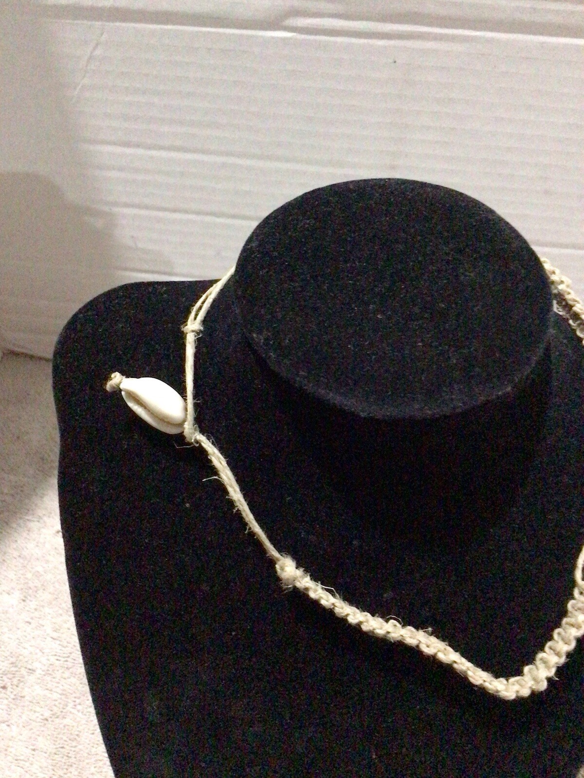 Vintage 90s Woven Hemp And Shell Choker 15 1/2” Overall
