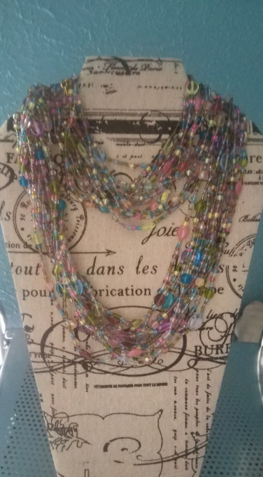 Vintage 80’s Joan Rivers Pastel Glass Multi Strand/Color Torsade Necklace. J1026