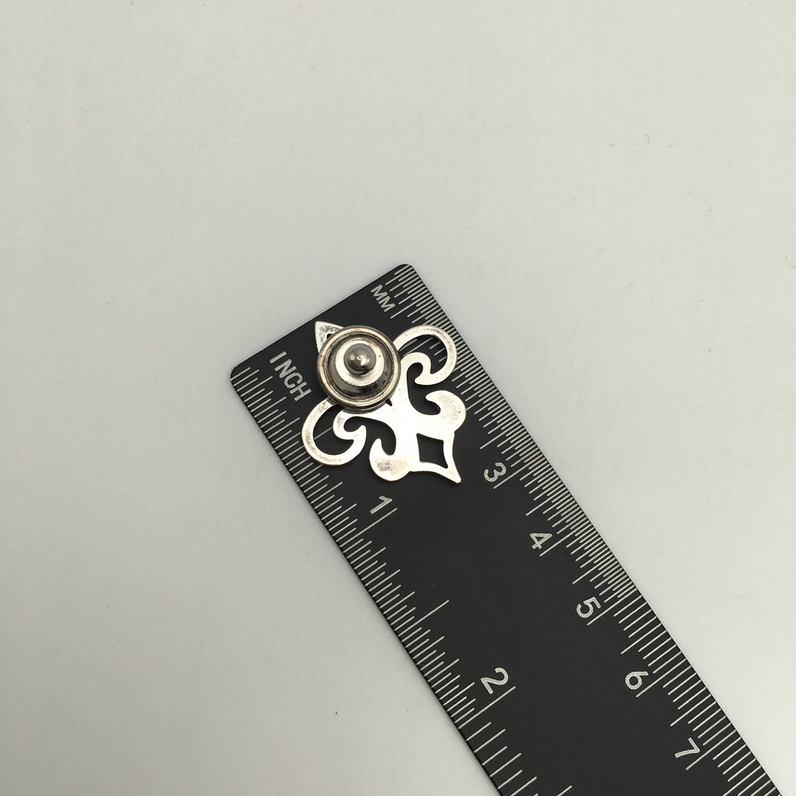 Vintage Sterling Silver Pink Breast Cancer Ribbon Fleur De Lis Pin Tack 3.3g #58
