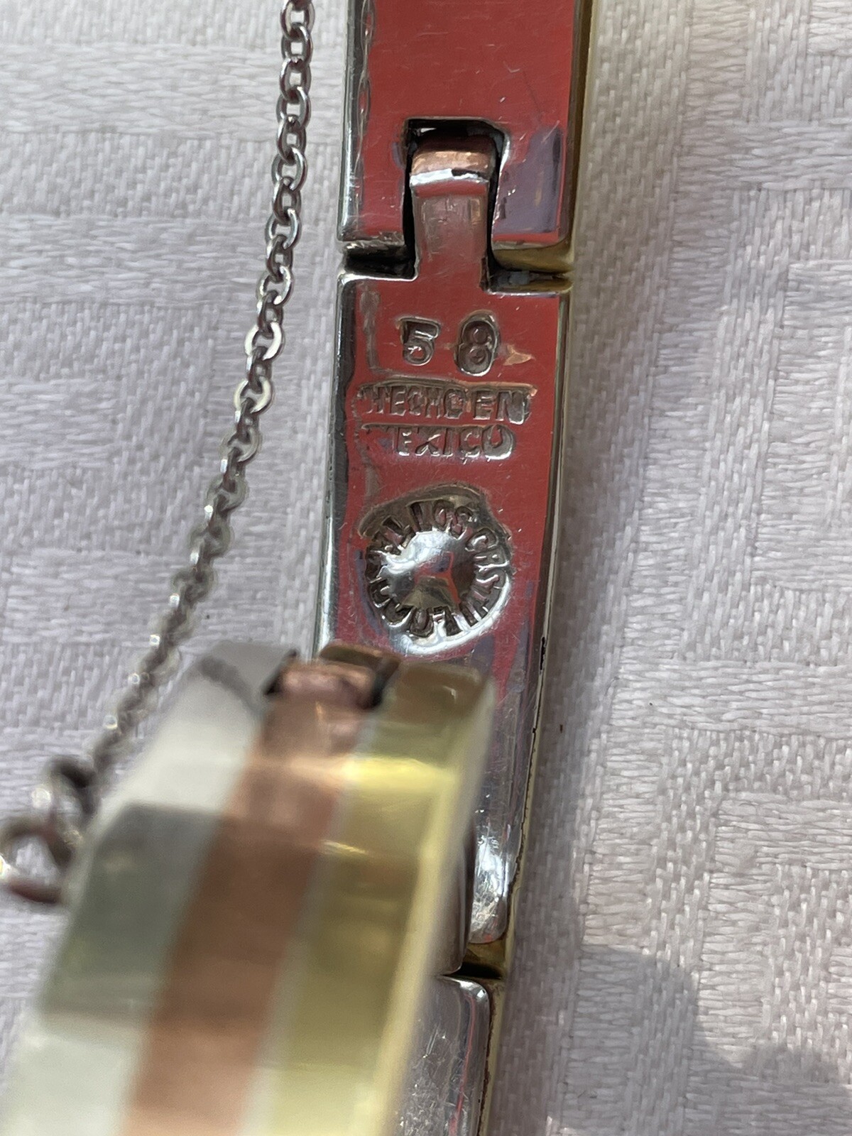 Los Castillo Taxco Mexico Silver Metales Casados Modernist Bracelet 56.6 g