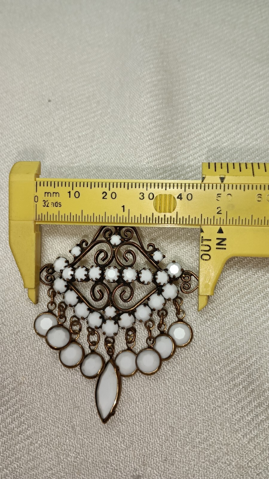 Vintage Juliana Delizza and Elster White Milk Glass Waterfall Pin Brooch