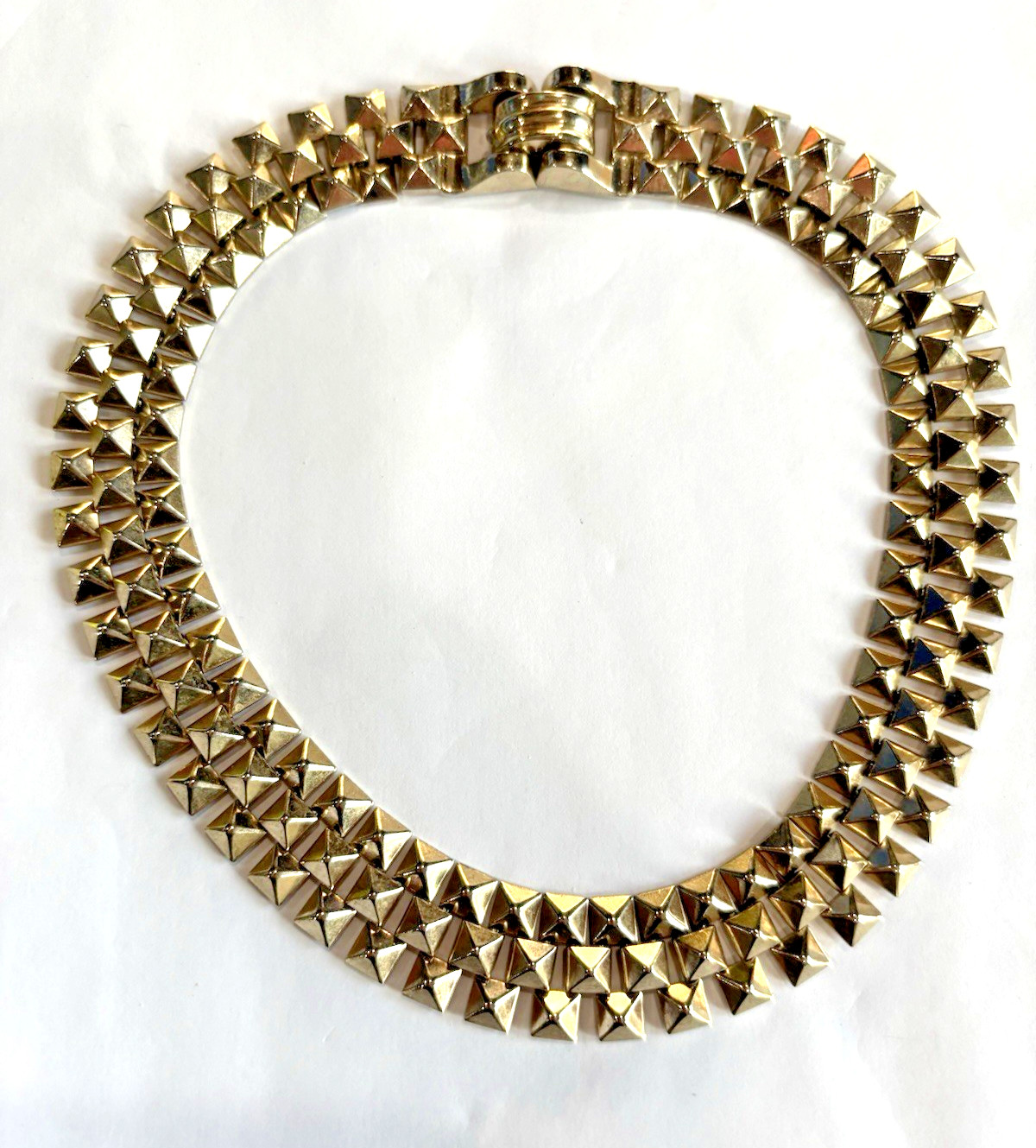 Vintage Cleopatra Pyramid Articulated Link Chain Gold Tone Choker Punk Retro 15″
