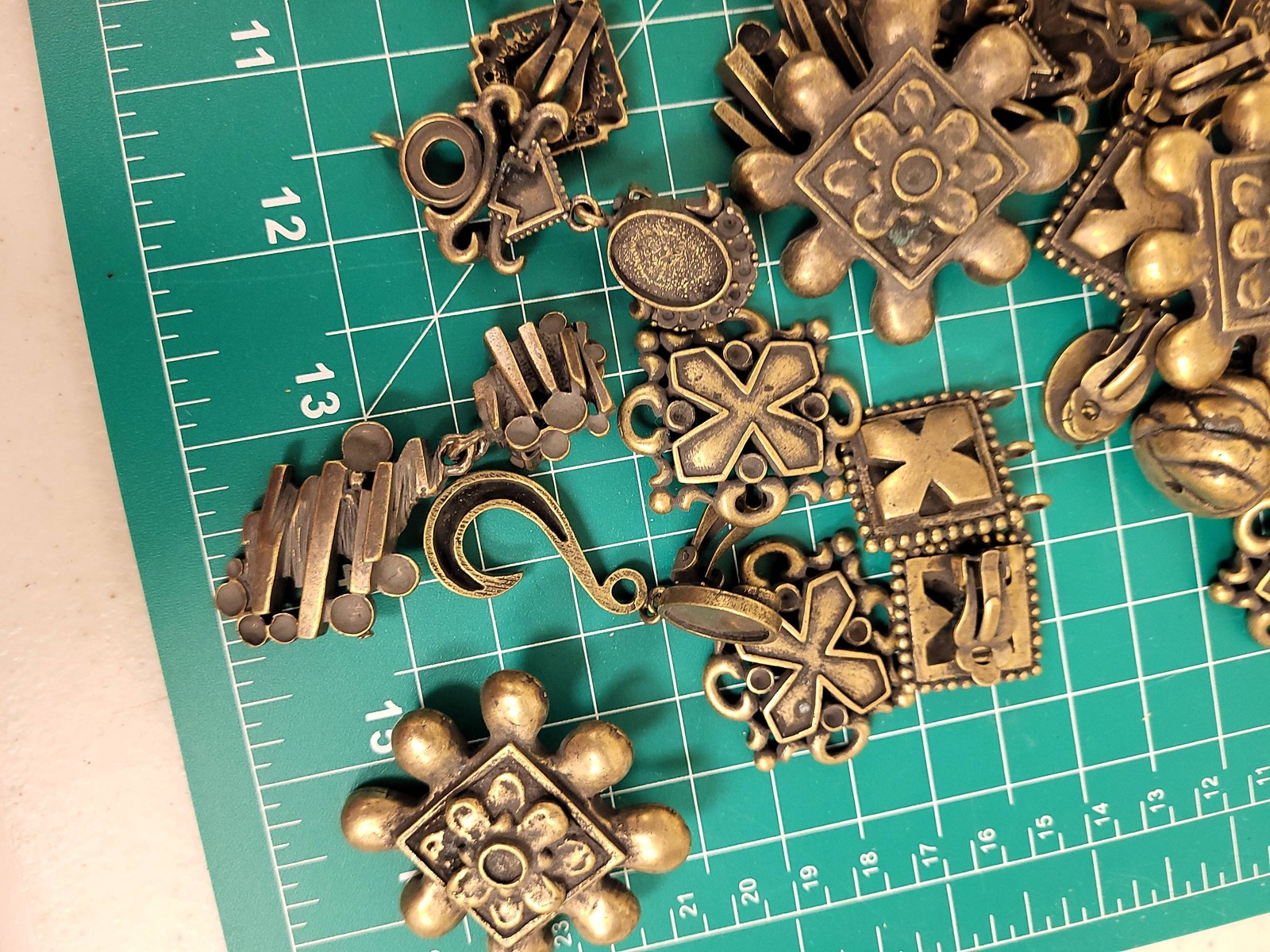 Antique Bronze Tone Clip On Earrings Pendant Lot Jewelry Making Craft Supplies
