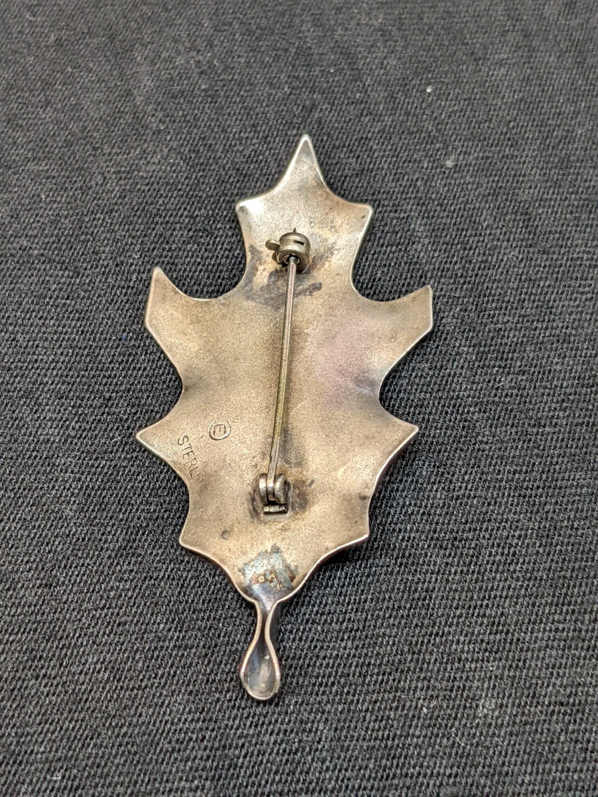 Vtg Sterling Silver Oak Leaf Brooch Pin Signed Mid Century Nature Jewelry