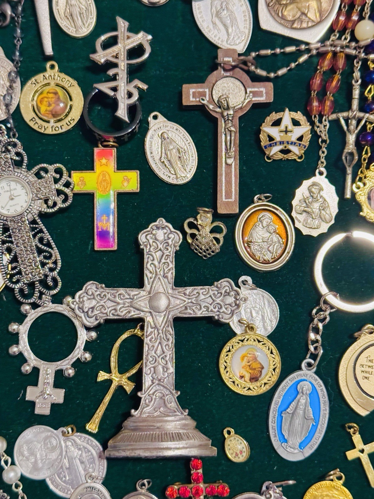 Vintage Modern Religious Cross Necklace Jewelry Lot 120+ Italy Germany Bethlehem
