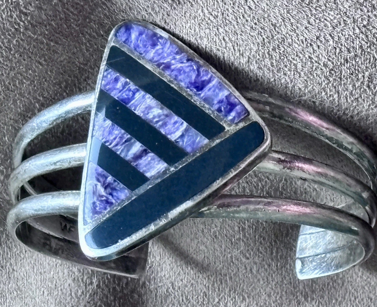 Navajo Inlay Wes Willie Silver 44g Bracelet Artist Very Rare Southwestern Signed