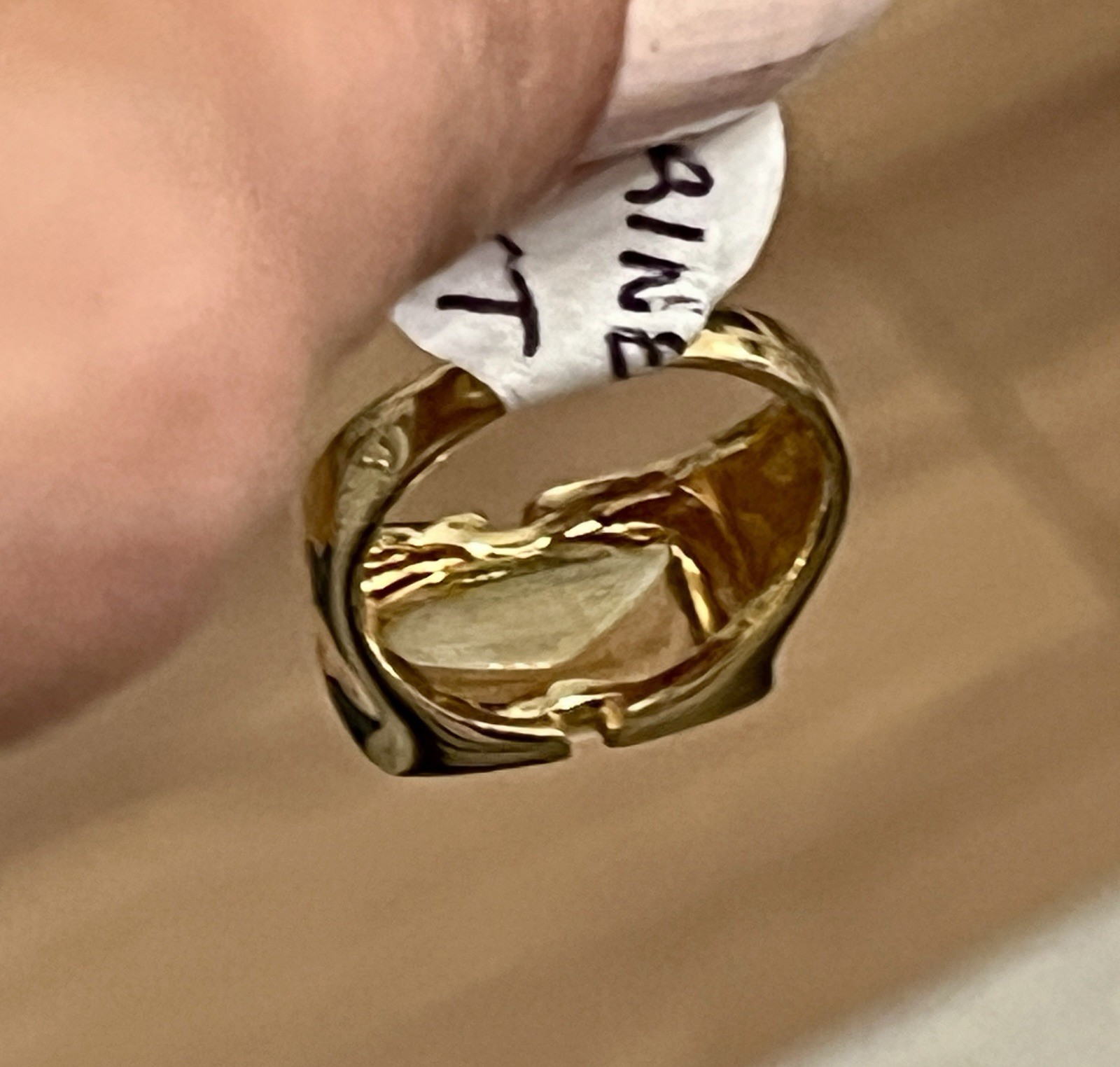 Men’s Antique Citrine Pinky Ring 18K Solid Gold Authentic Natural Size 7