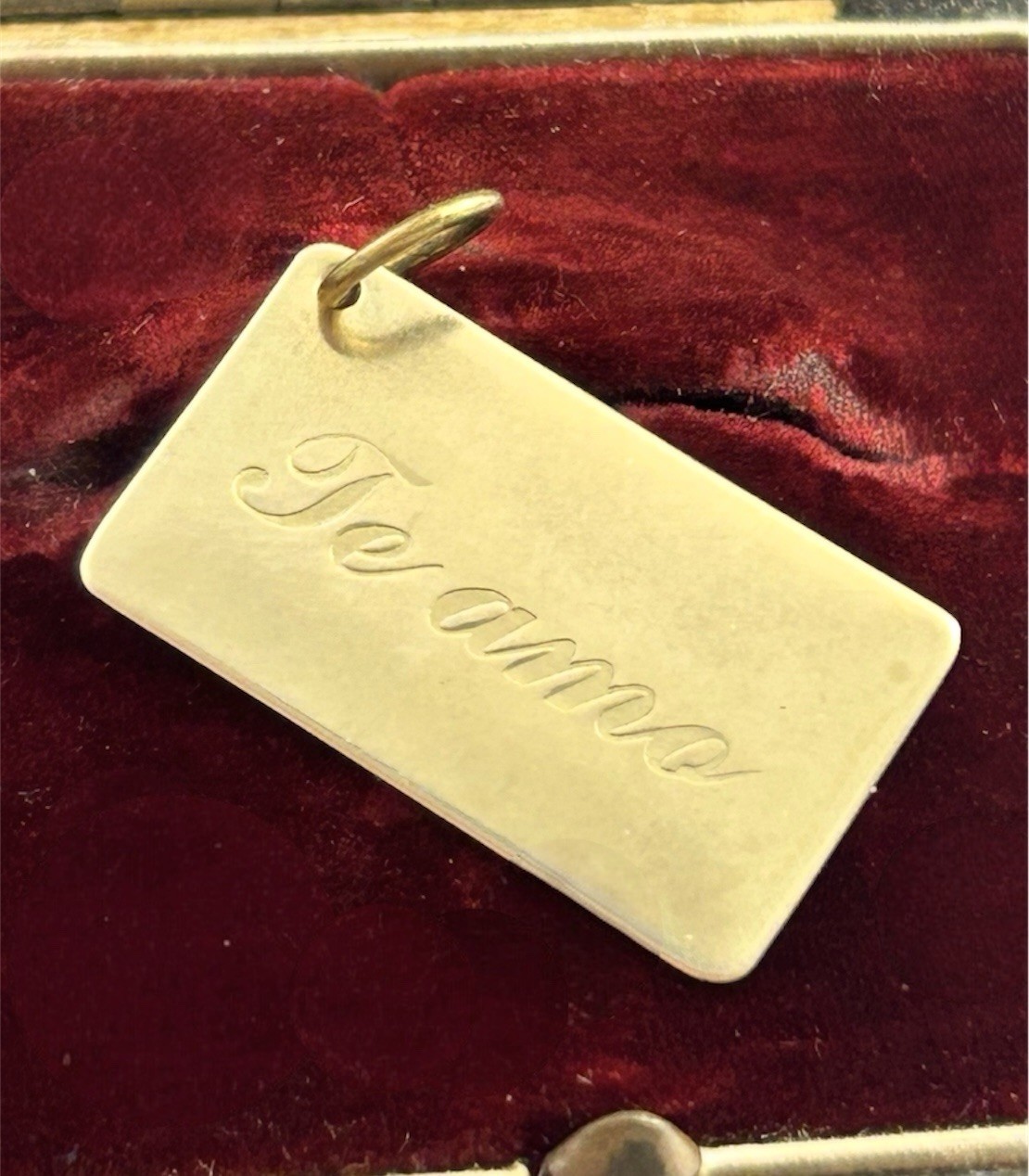 Vintage Charm I Love You Te Amo Necklace Pendant Brass Jewelry Gift For Women