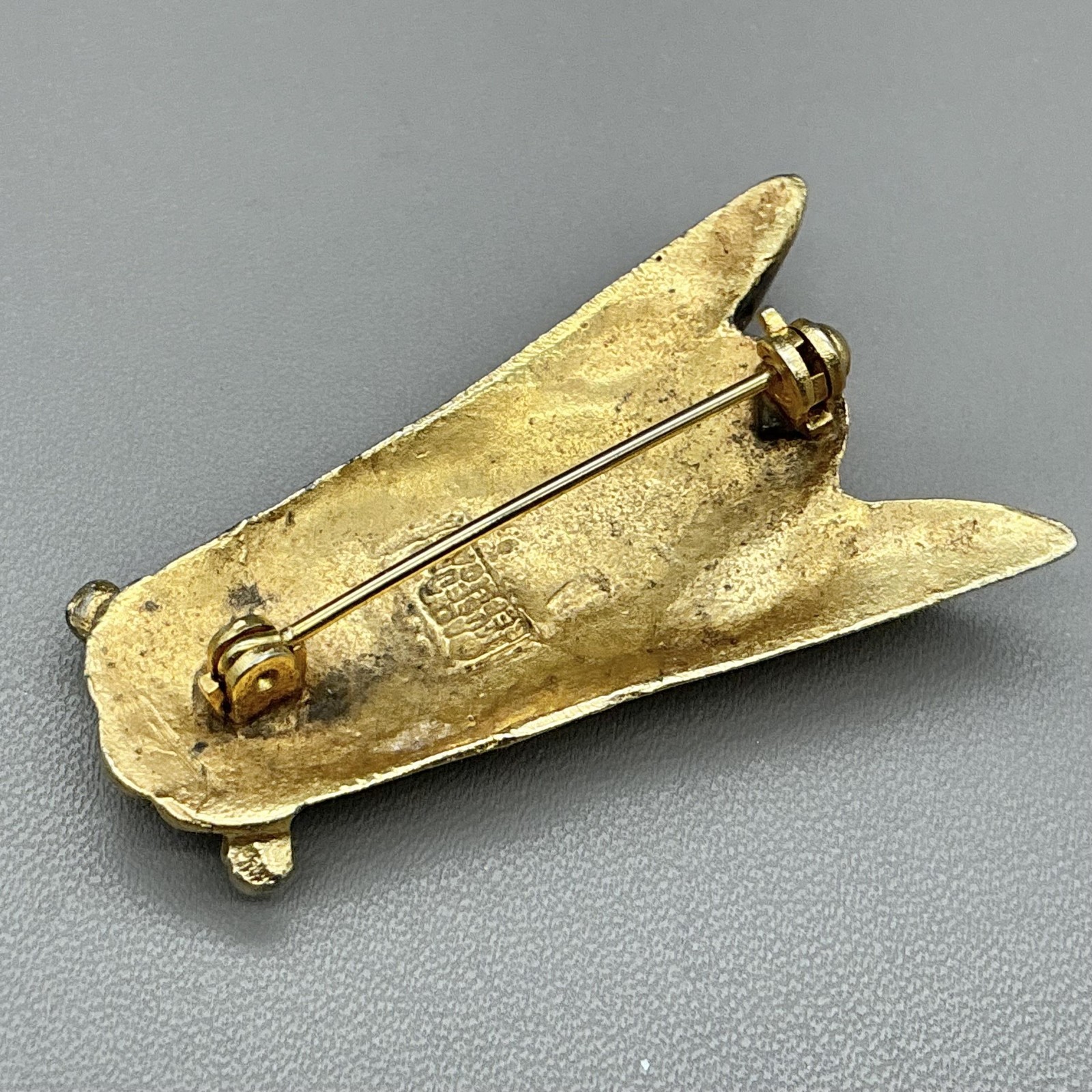 Alva Museum Brooch Abstract Insect Brass Gold Tone Figural Artisan Retro Pin