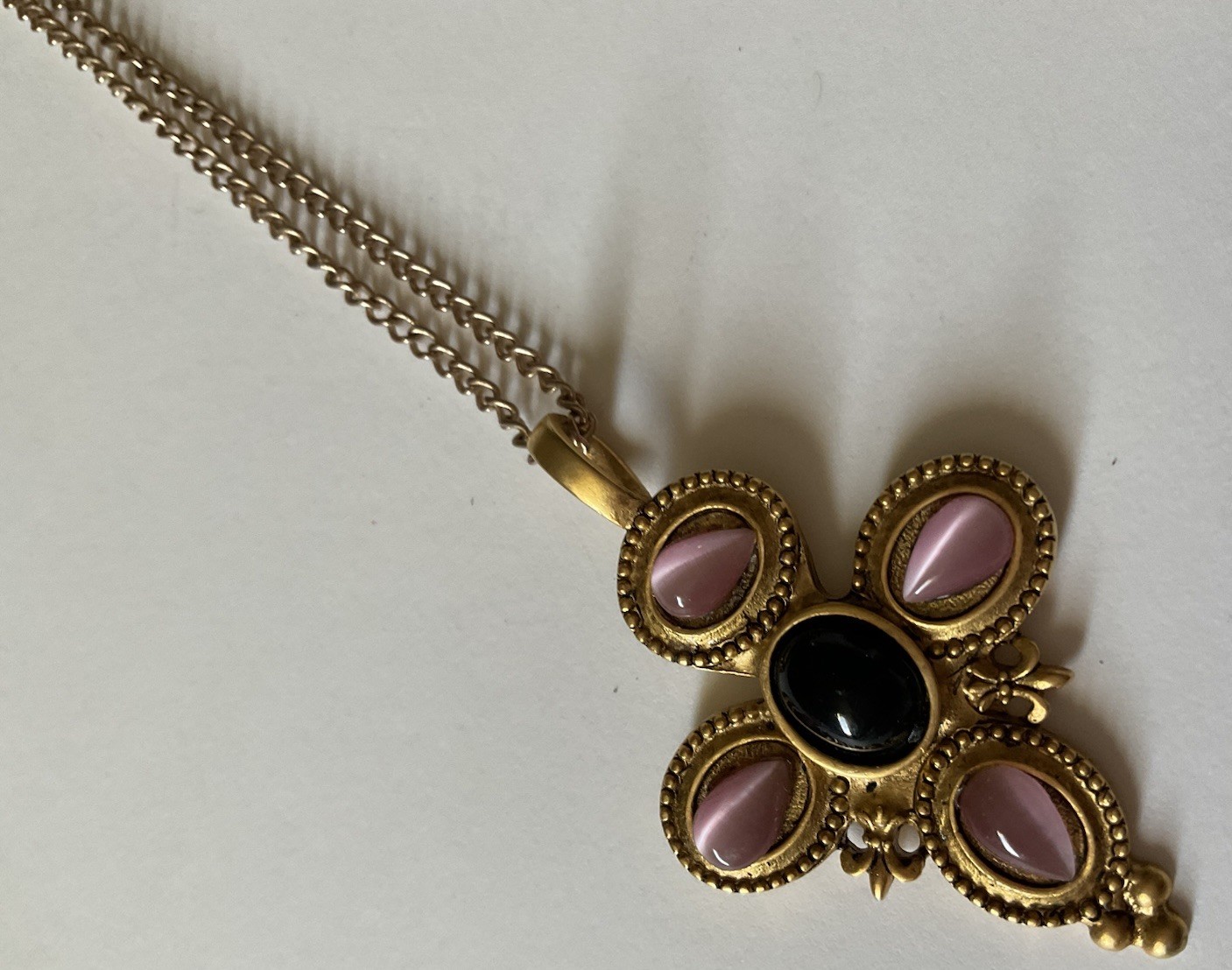 Vintage Goltone Necklace With Cross Pendant 29’ in Chain 2 in X 1.5 in
