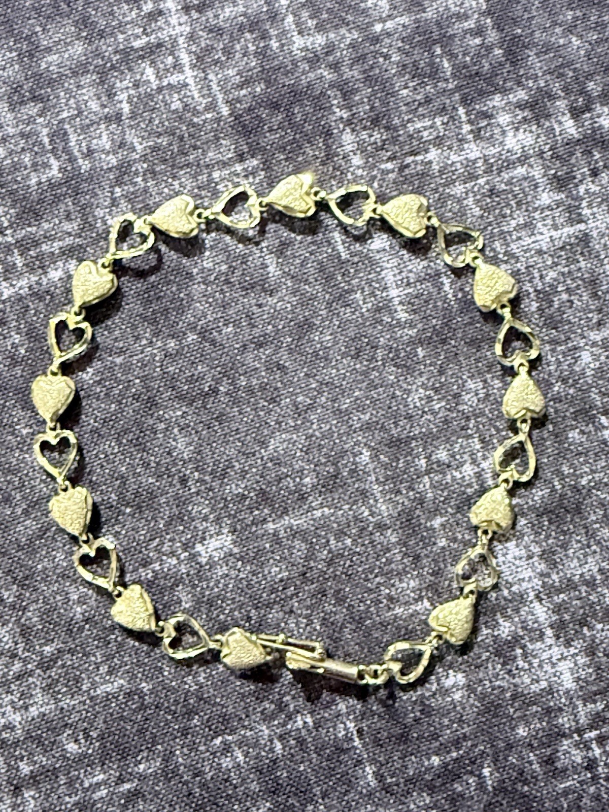 VINTAGE 14K GOLD LOT OF 2 HEART LINK BRACELETS 14.7 GRAMS WEARABLE BOTH MARKED