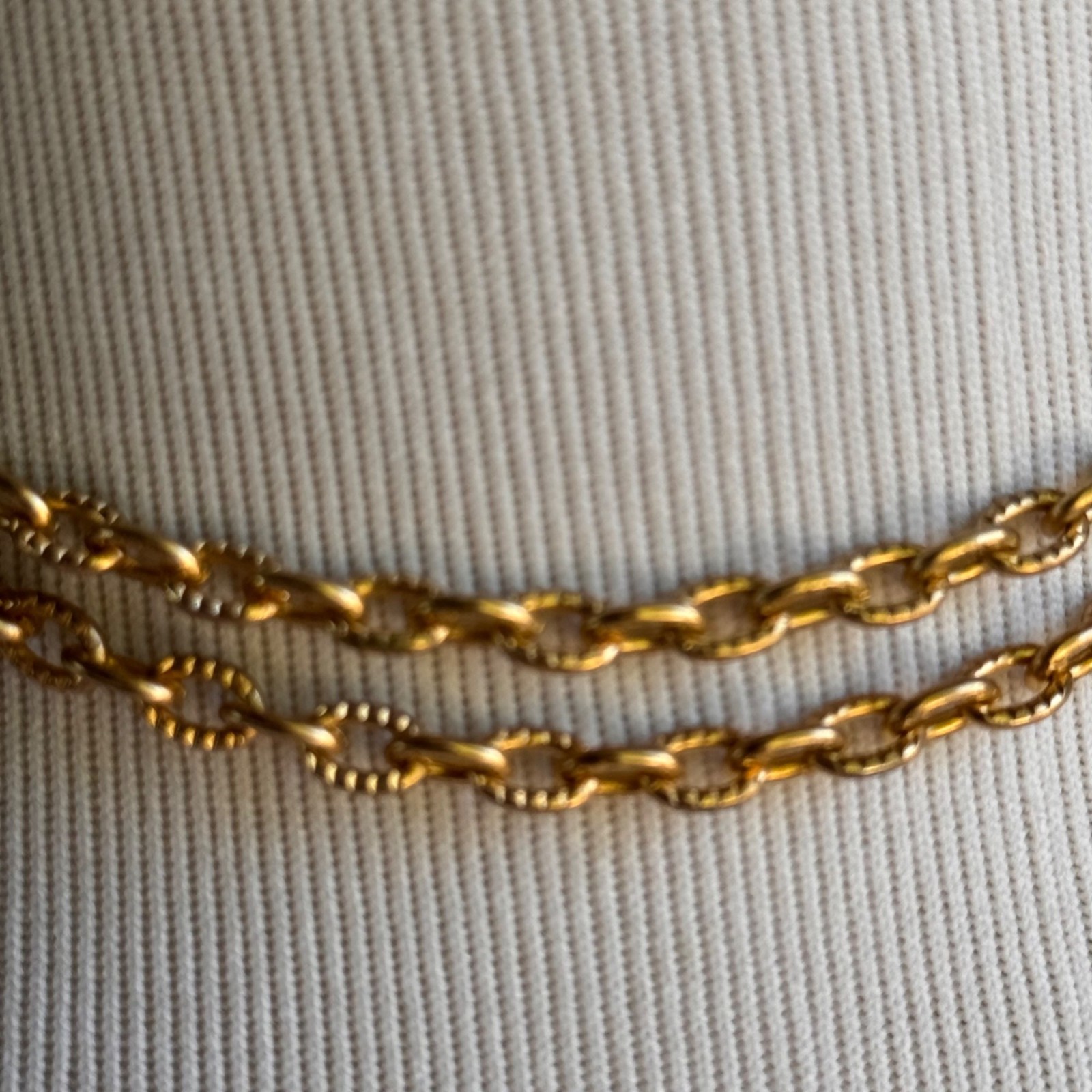 Gold Tone 31 Inch Chain-Link Necklace 1980s Lobster Claw Clasp Stamped Korea Vtg