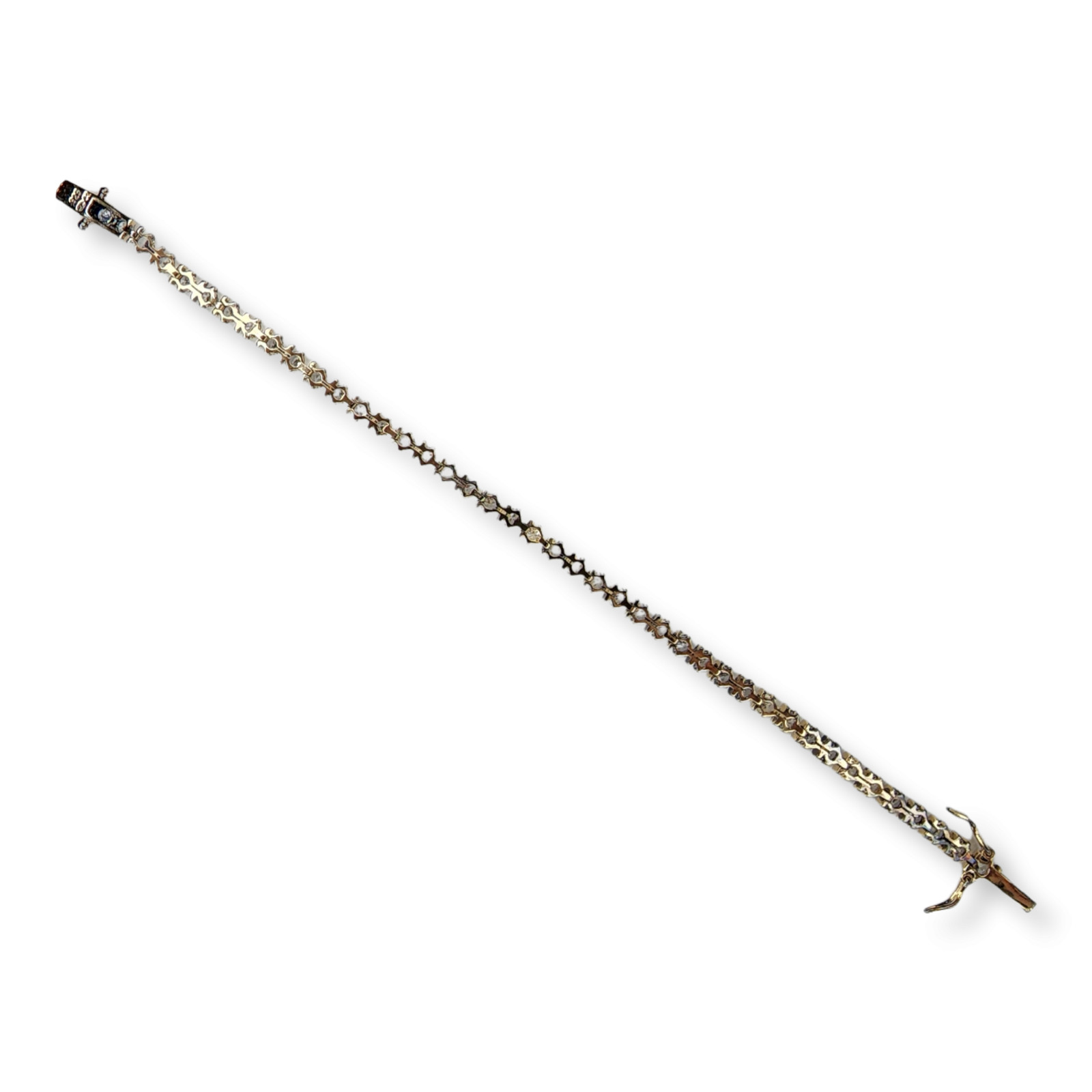 Vintage Sterling Silver 925 Gold Vermeil Cubic Zirconia Tennis Bracelet 7.25 In