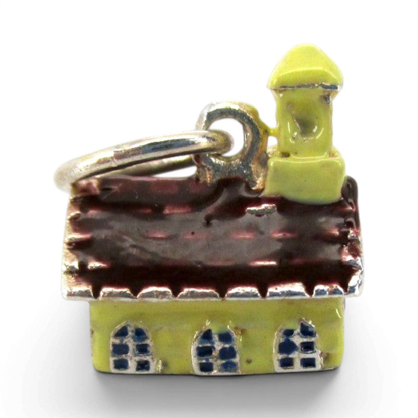 Sterling Silver Enamel Church Charm for Bracelet No Place So Dear Vintage BCS