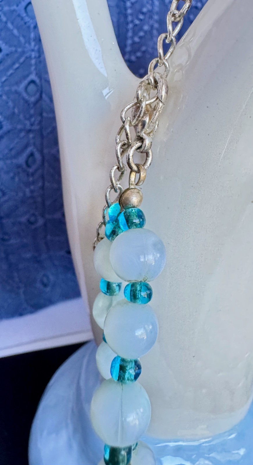 Vintage Jewelry, Hand carved mythical lion stone pendant necklace. Boho look,