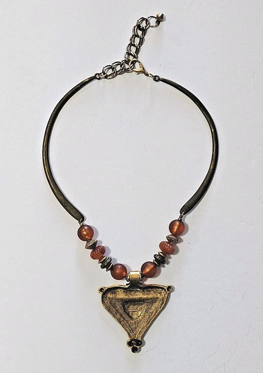 Vintage Signed ORENA PARIS Tribal Beaded Pendant Necklace Bold Revival Runway