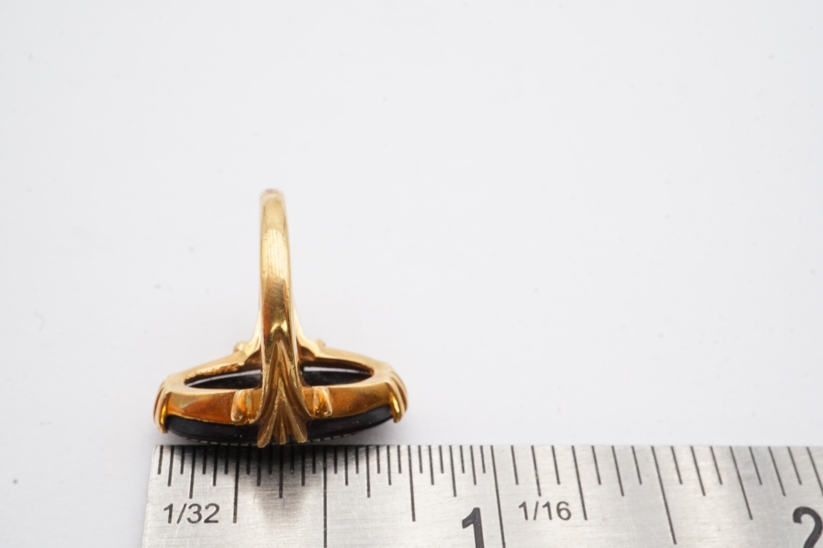 Vintage 10k Yellow Gold Black Onyx Diamond Ring Size 1.75