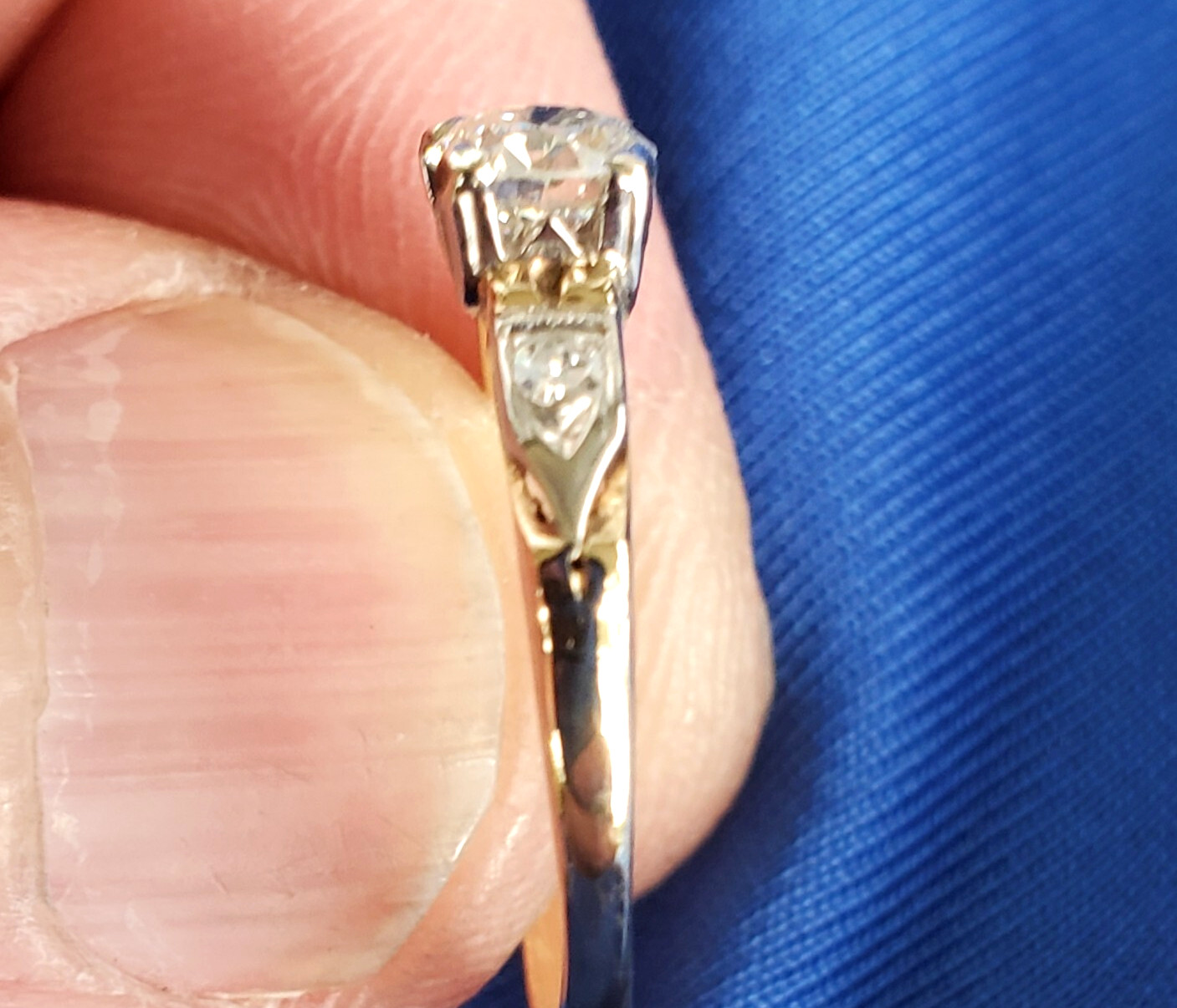 Original EARTH MINED DIAMOND Deco Engagement RING Vintage Solitaire 14K GOLD 6