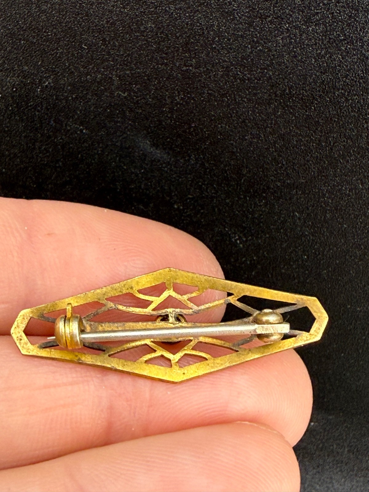Vintage Gold Filled Filigree Brooch Rhinestone Purple