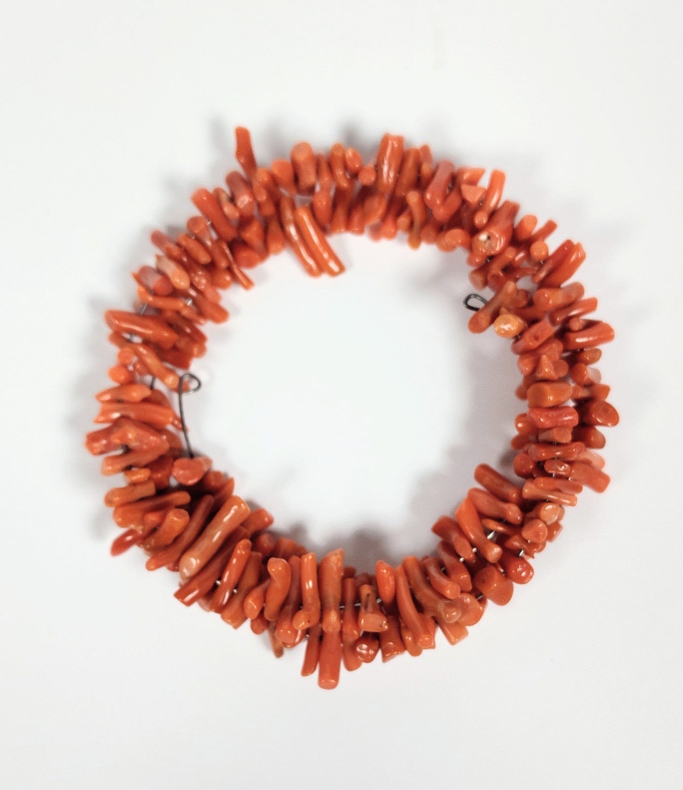 Vintage 1970’s Natural Orange Red Coral Stick Branch Wrap Bracelet