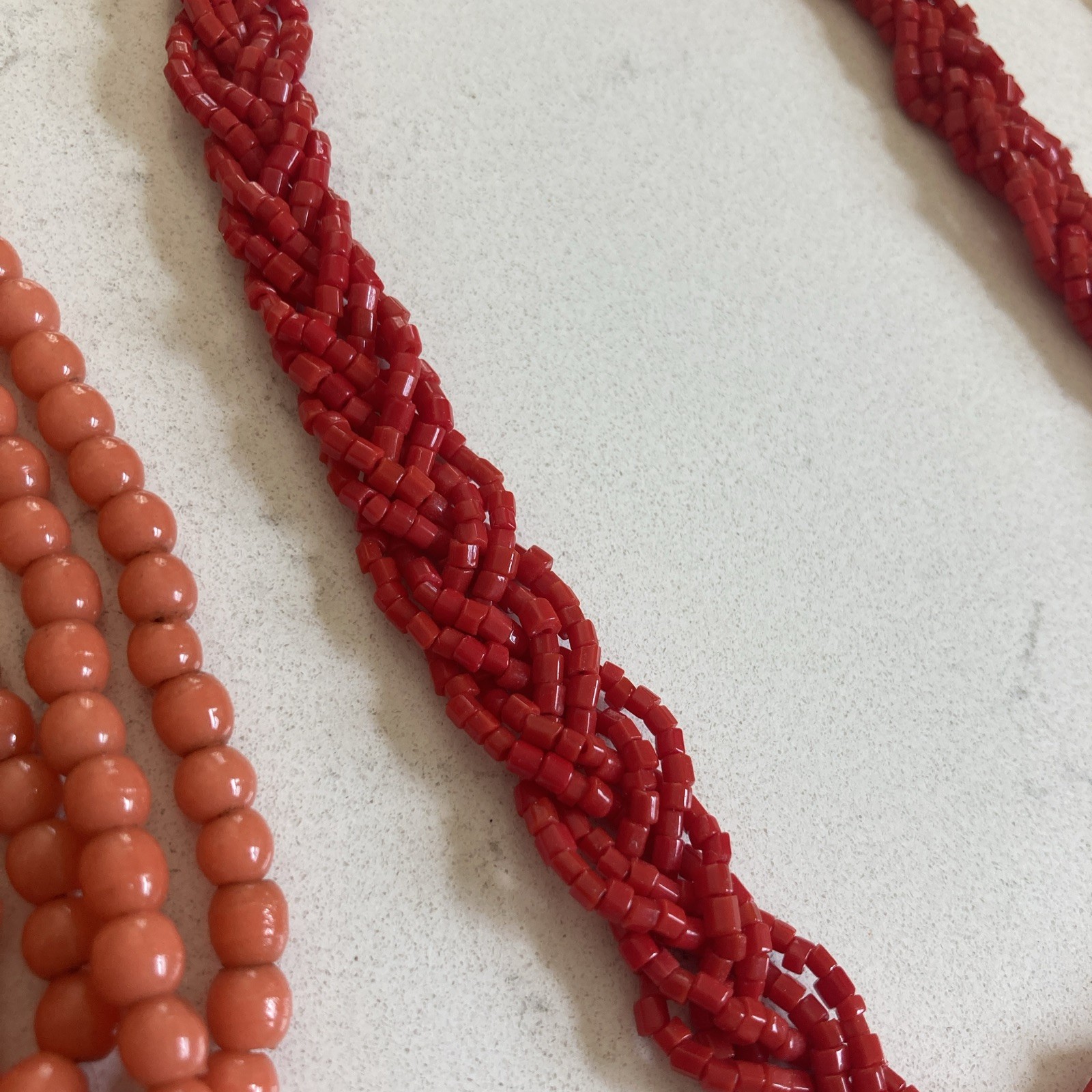 Vintage Red Orange Jewelry Lot Glass Bead Necklaces Earrings Sead Beads Pendant