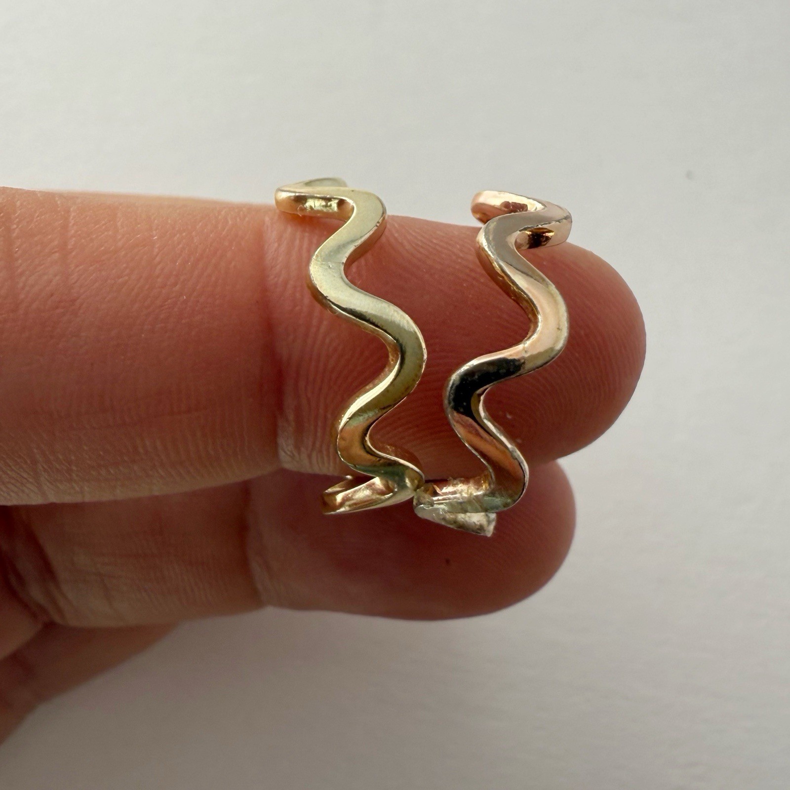 Sterling Silver 925 Gold Wash Wavy Ripple Small Hoop Earrings