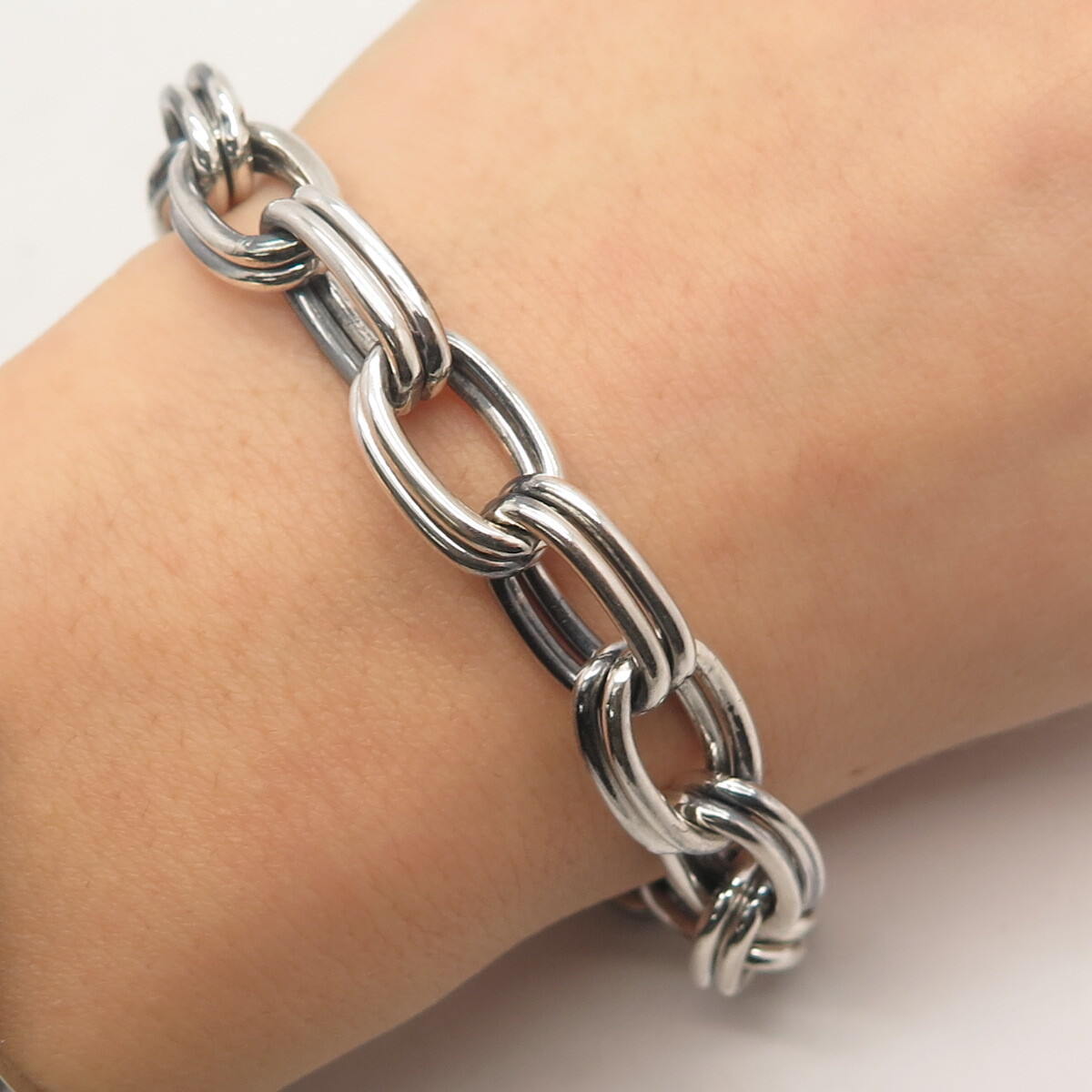 925 Sterling Silver Vintage Double Rolo Link Bracelet 6.5″