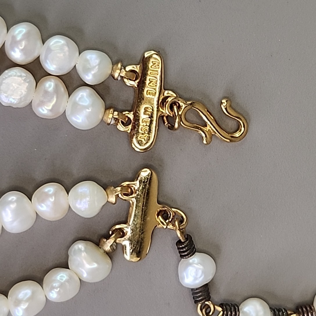 Vintage Freshwater Pearl Necklace White Double Layered Nine West 18″