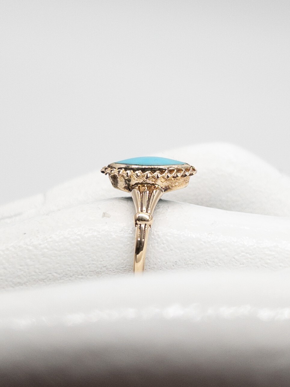 Antique 1900s Edwardian 2ct Natural Marquis Turquoise 10k Yellow Gold Ring