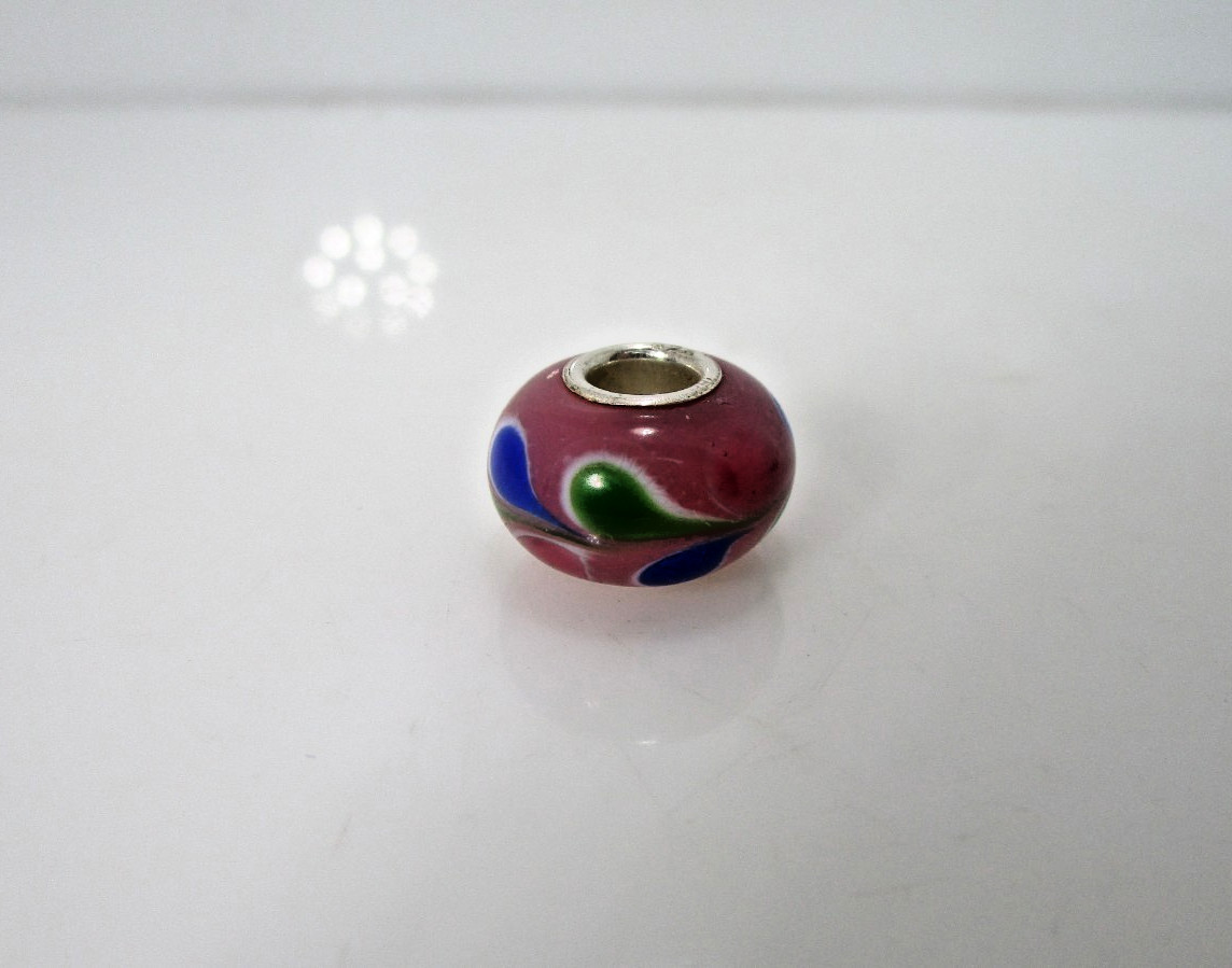 IBB Murano Glass Pink Multi Color Petal Charm Only for Bracelet