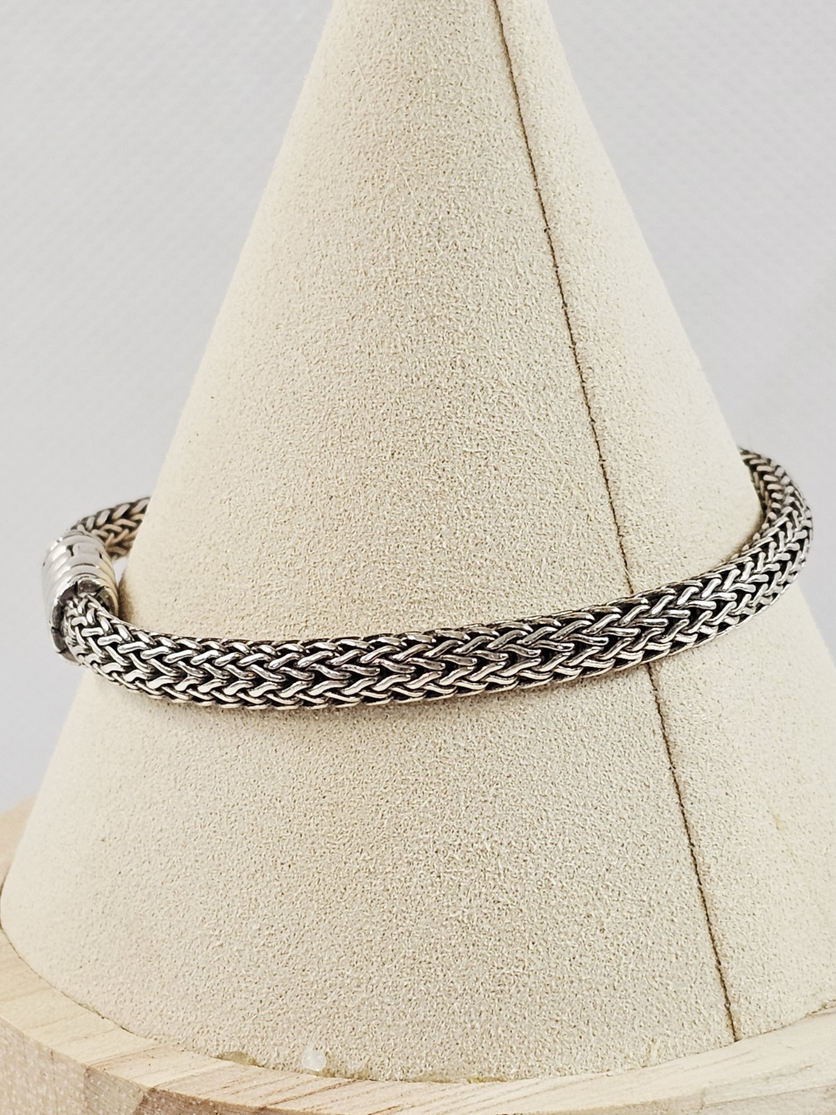 John Hardy Sterling Silver 925 Woven Wheat Bracelet 5mm Size Medium 7 1/4″