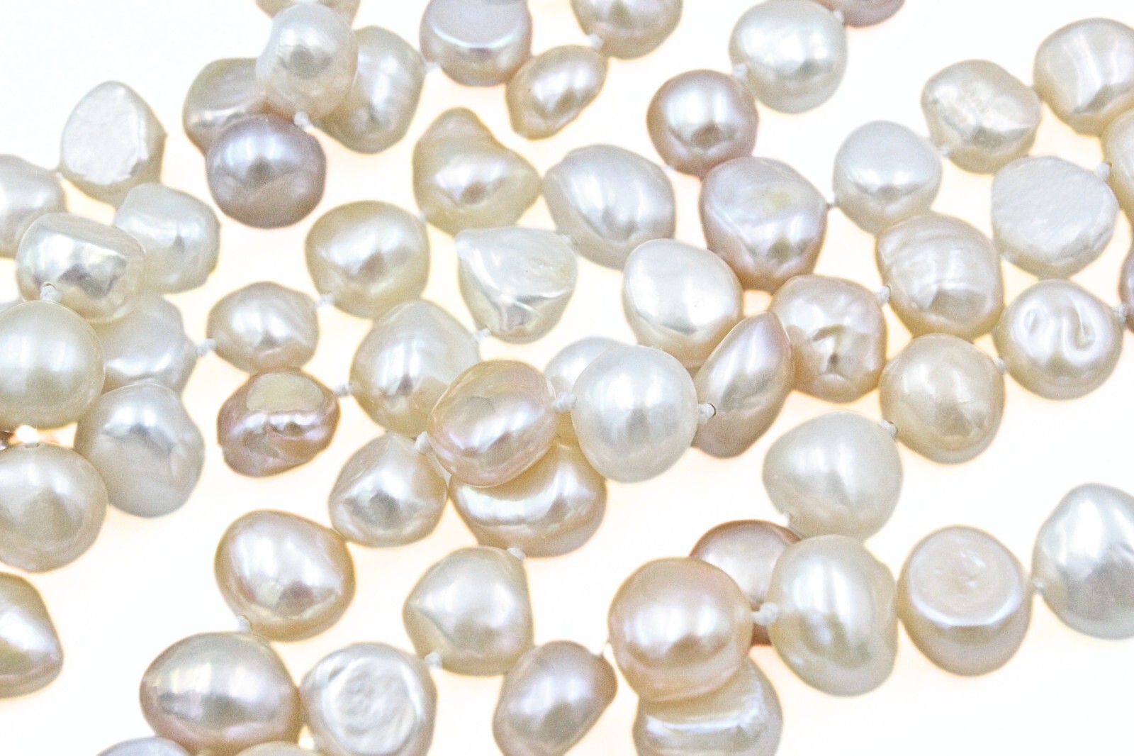 Champagne Pastel Hand Knotted Keshi Freshwater Pearl Flapper HSN Necklace