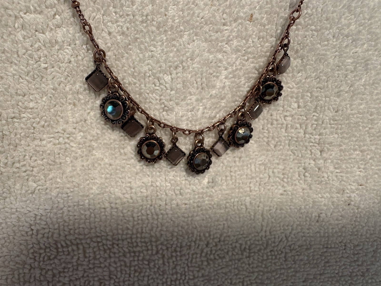 Vtg Lia Sophia Demure Coppertone Necklace & Earring Set