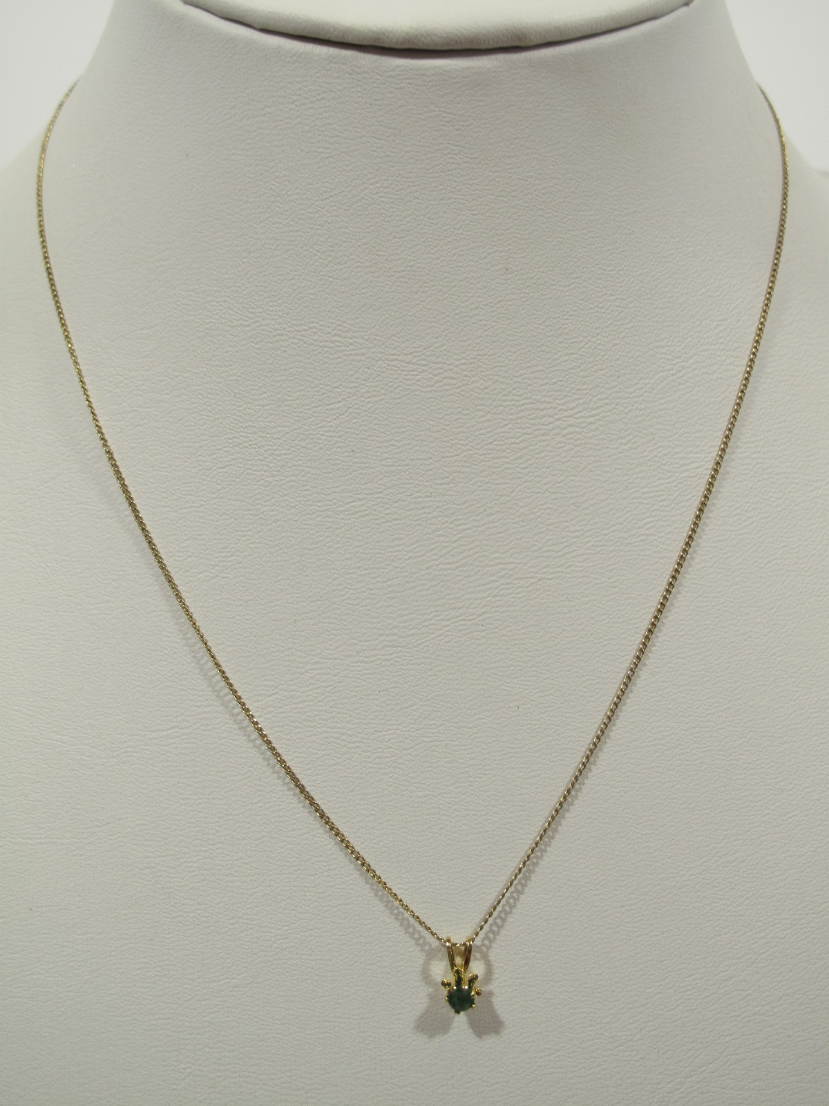 VTG 1/2- 12K GF Yellow Gold Chain With Emerald Chip 18″~1.10g~May Birthstone