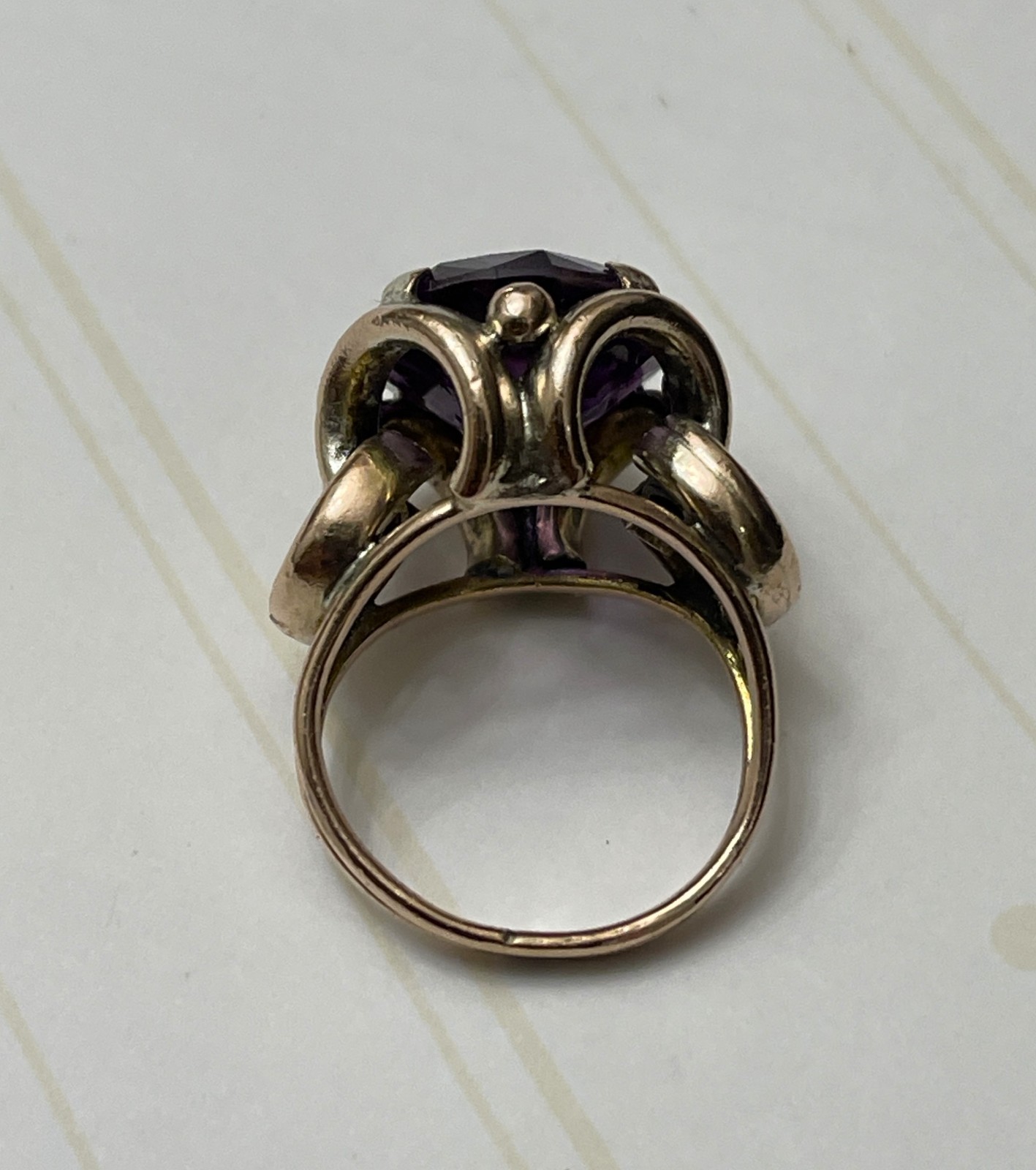 Antique 10K Rose Gold Synthetic Purple SAPPHIRE SIZE 5.5