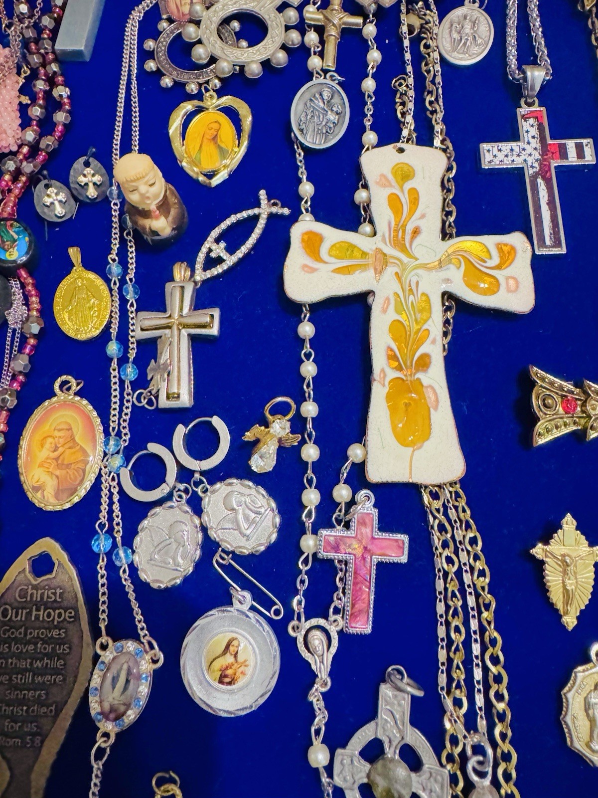 Vintage Modern Religious Cross Necklace Jewelry Lot 120+ Italy Germany Bethlehem