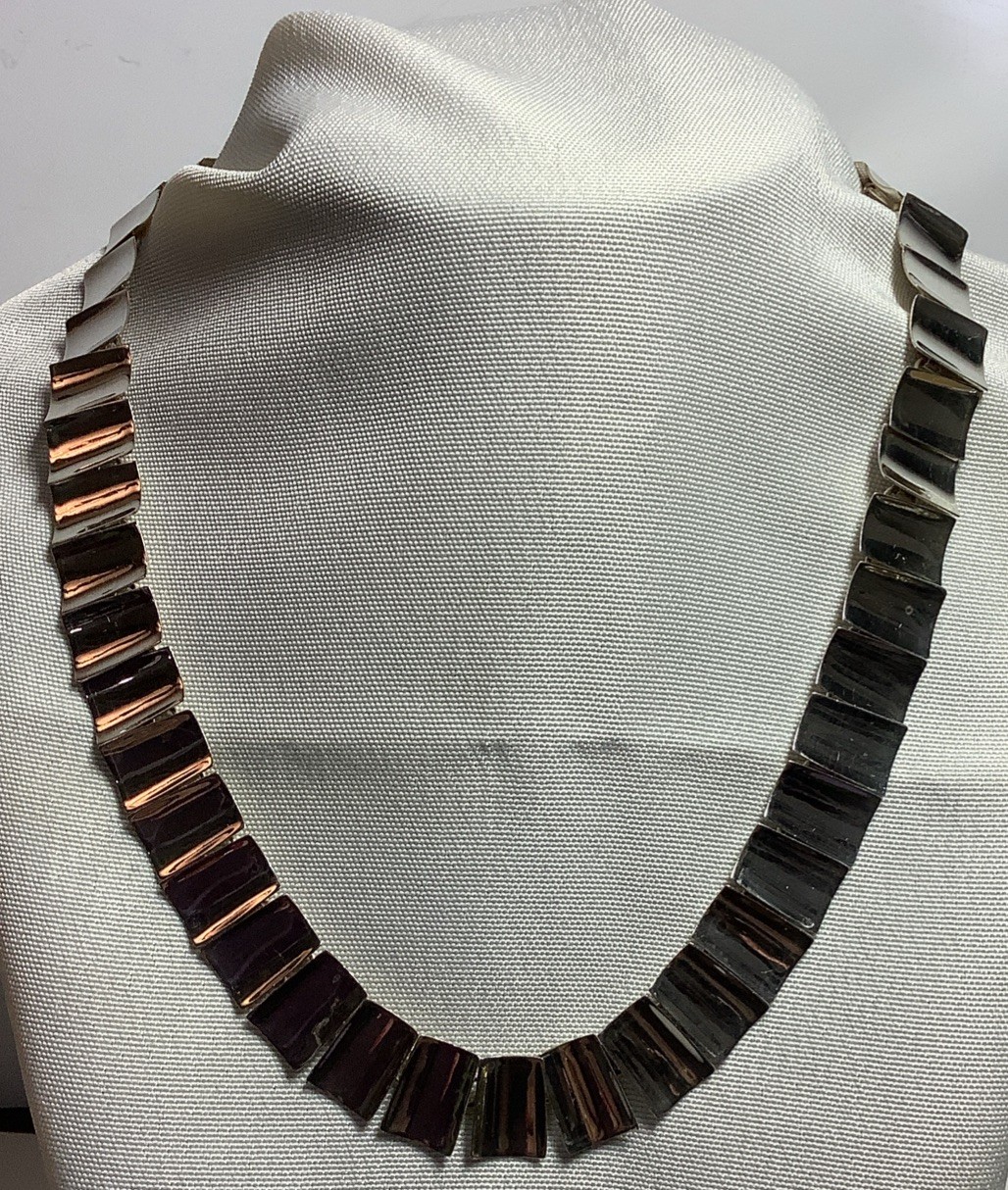 MT980 Stunning Vintage Mexican Sterling Silver Choker Necklace 42 Grams