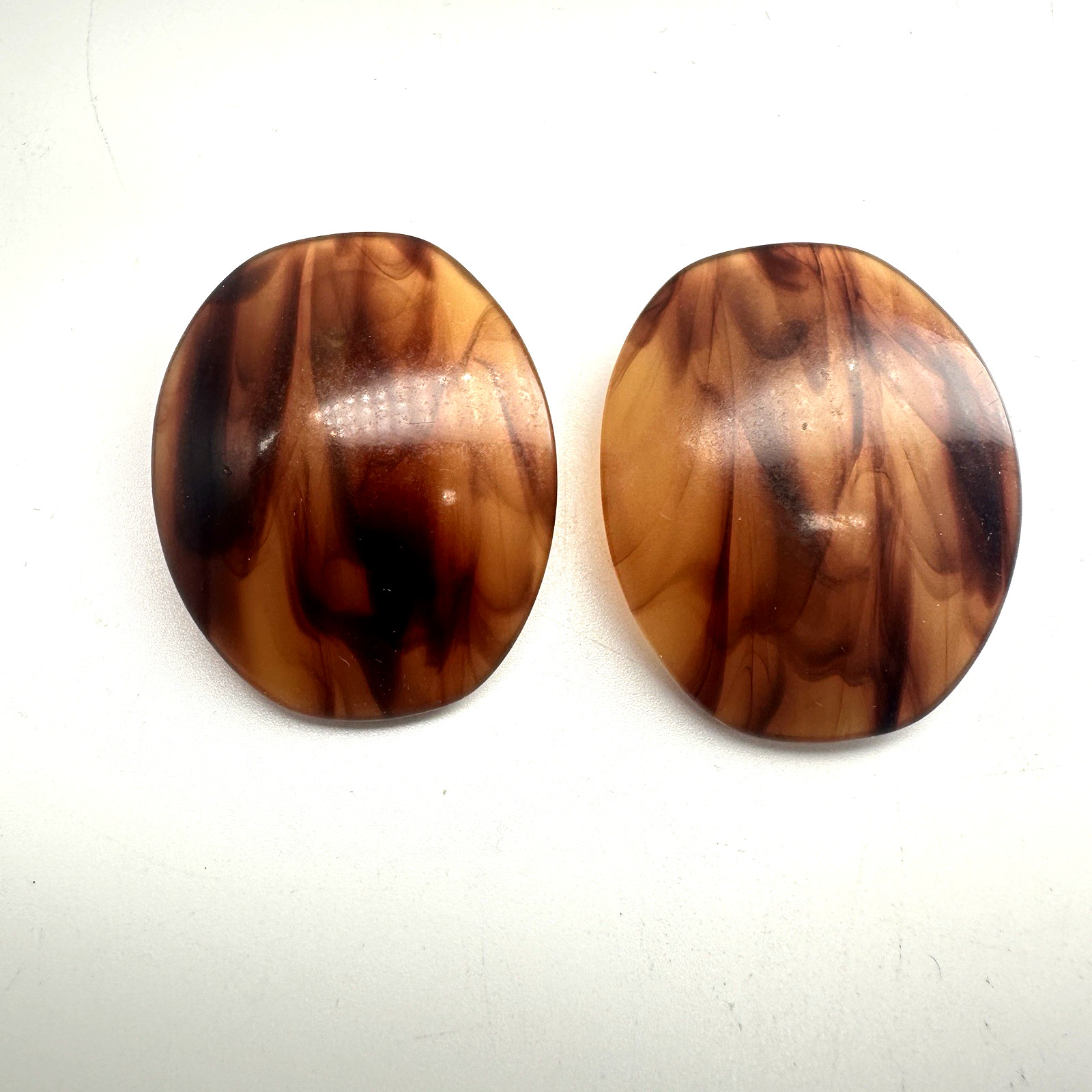 Monet Tortoise Shell Acrylic Stud Earrings Vintage Style Logo Signed