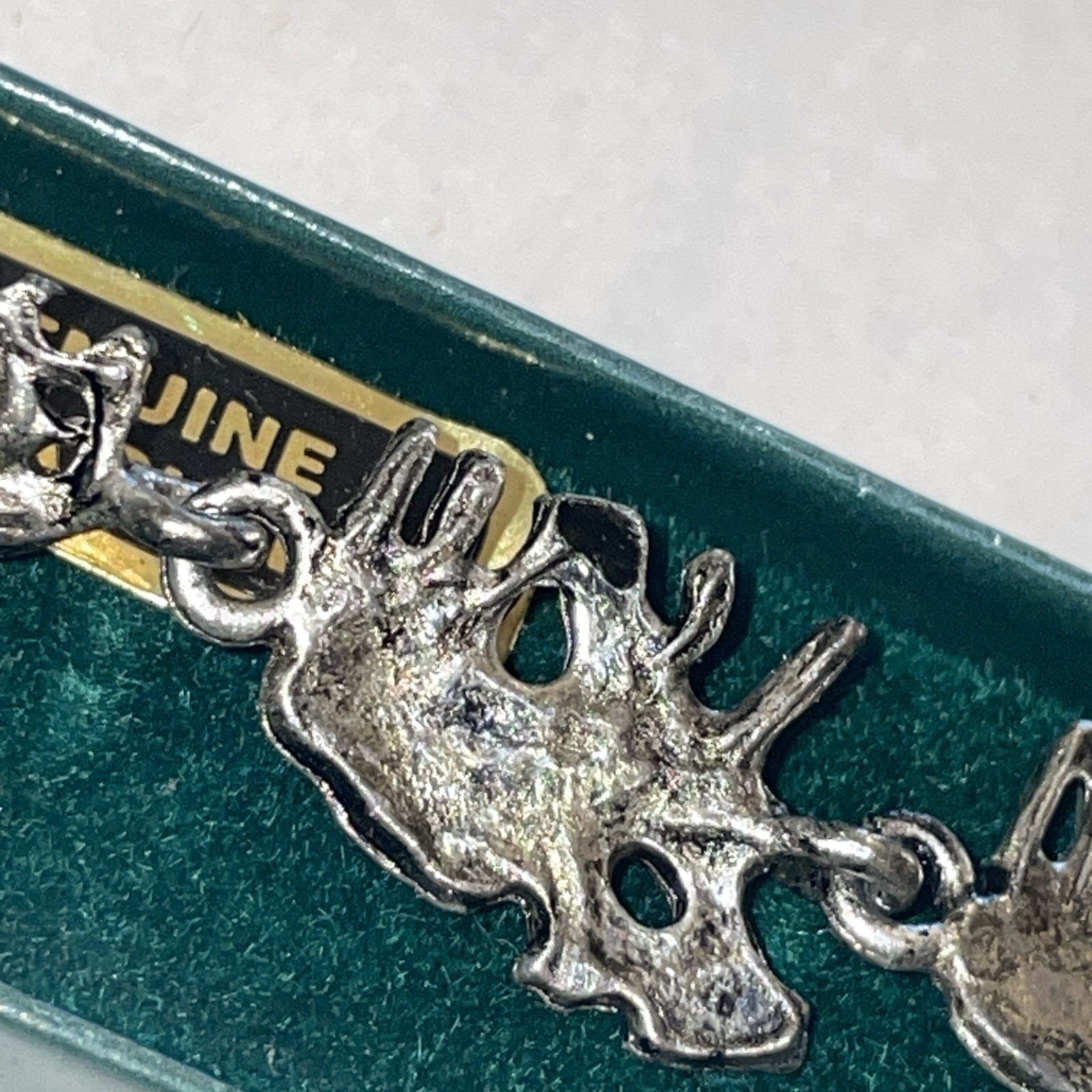 Vintage Genuine Paua Shell Bible Story Noah’s Ark 7.25″ Bracelet Sterling Silver