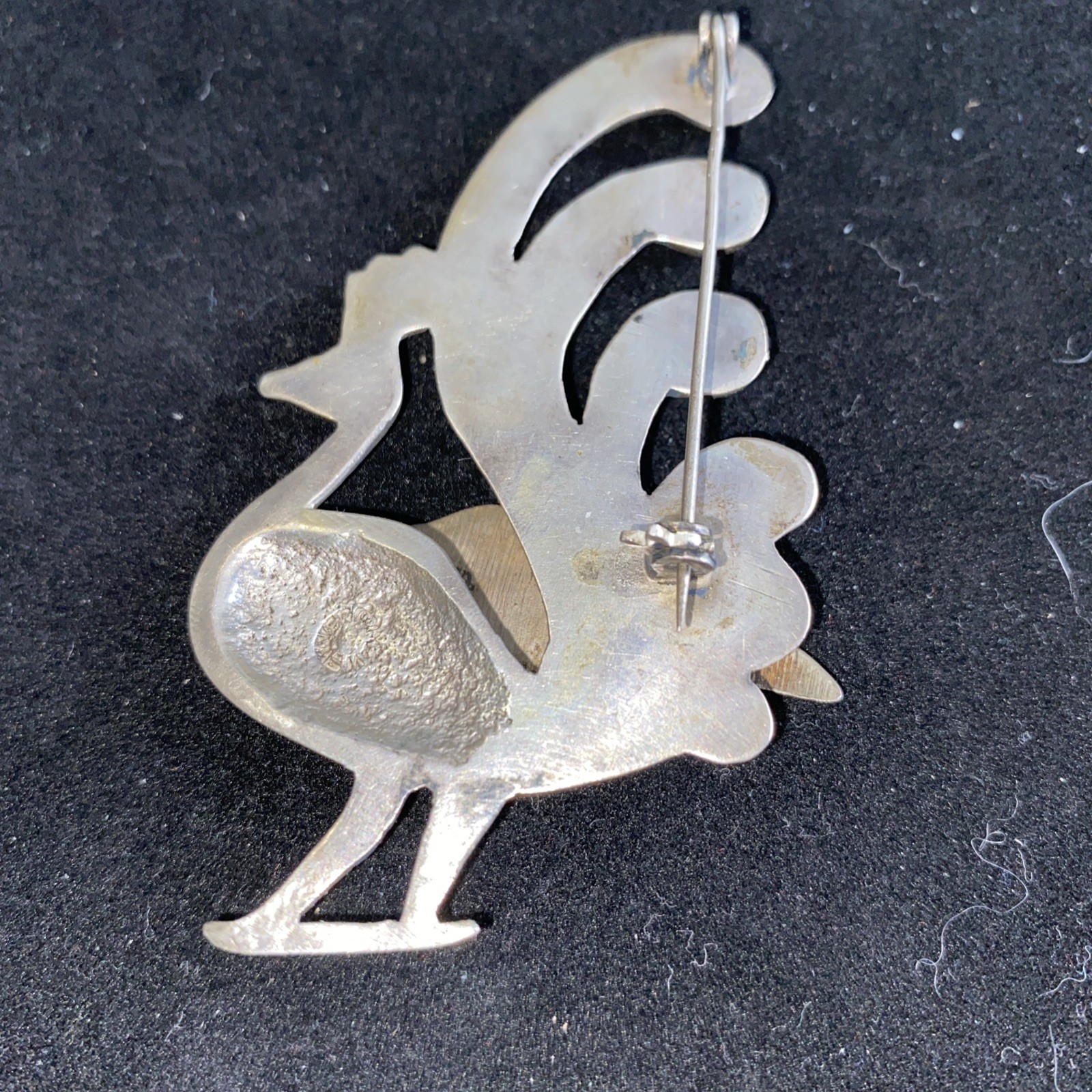 Vtg Peacock Pin Marked Silver Mexico With Turquoise Appox. 33gr Dimensional